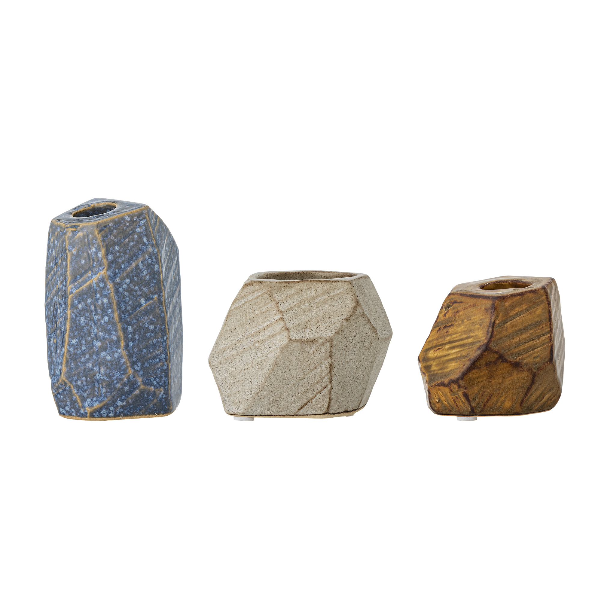 Bloomingville - Kimber Votive & Candle Holder, Multifarvet, Stentøj, D8,5xH6/D9,5xH7/D7xH11 cm, Set of 3 billede