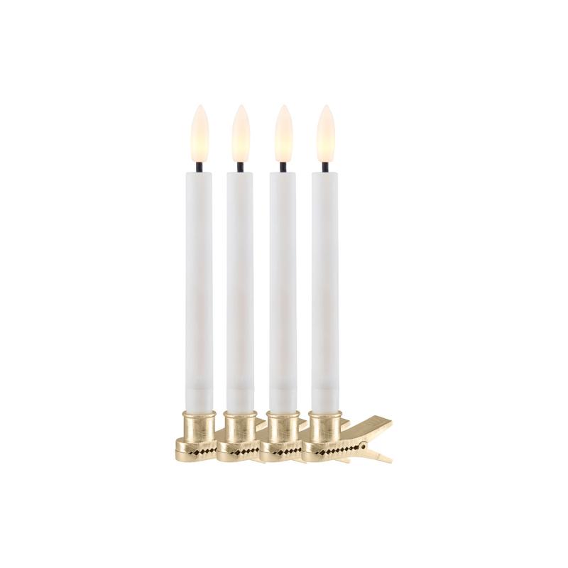 Sirius - Sille Voks Juletræslys 4 pak, Hvid, Ø1,5 x H12,8 cm