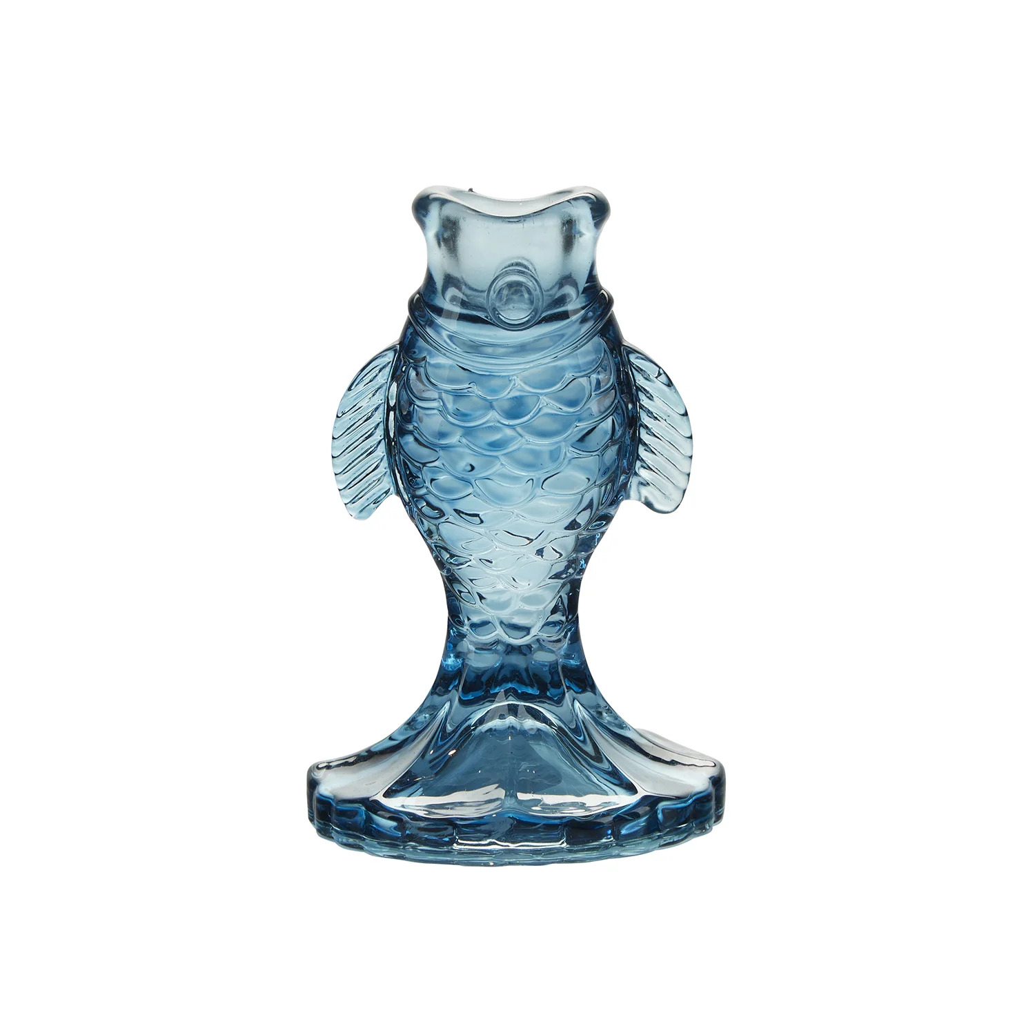 Lysestage, glasfisk i blå H12 cm