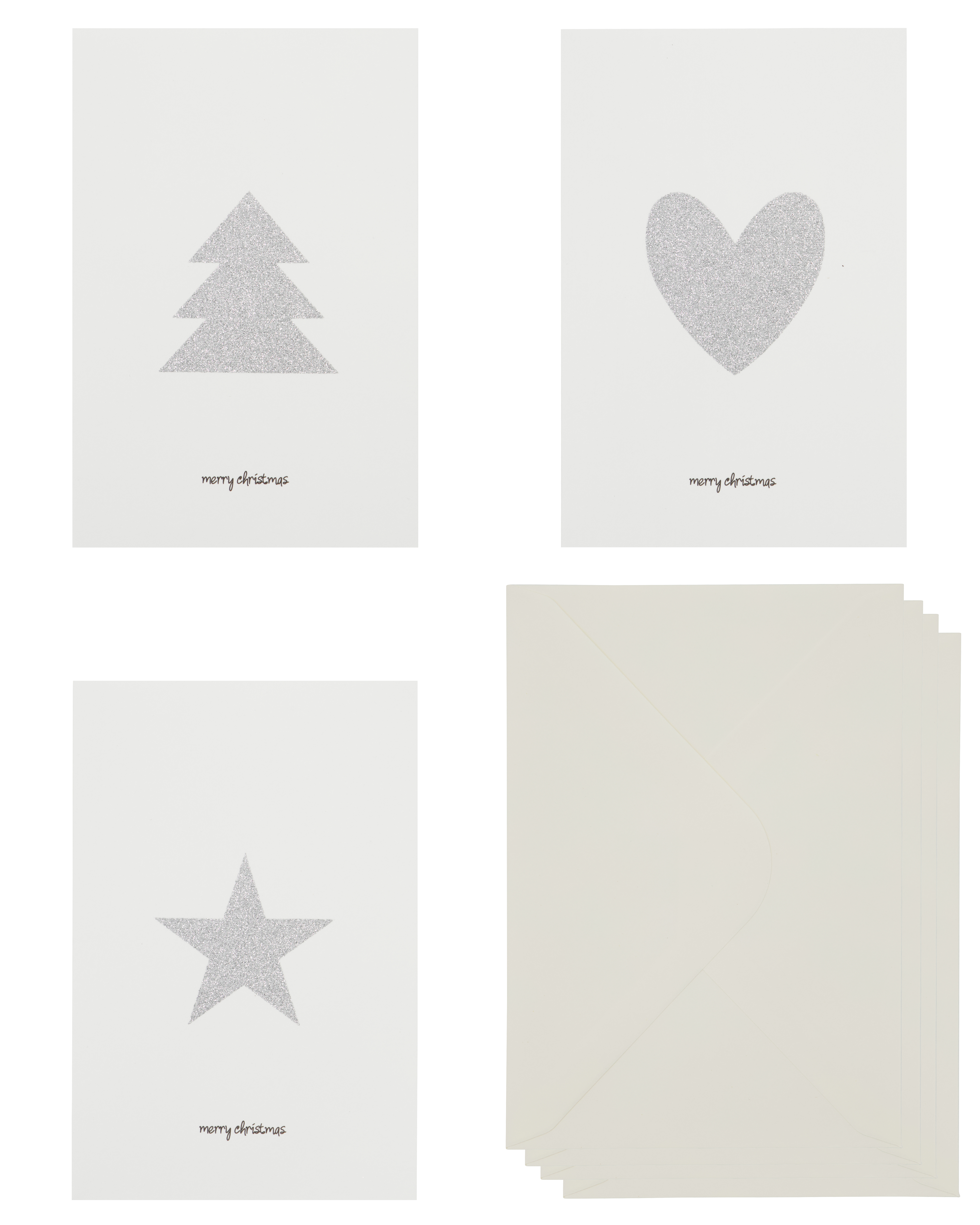 House Doctor - Lykønskningskort, Glitr, Sølv m. glimmer, Hvid