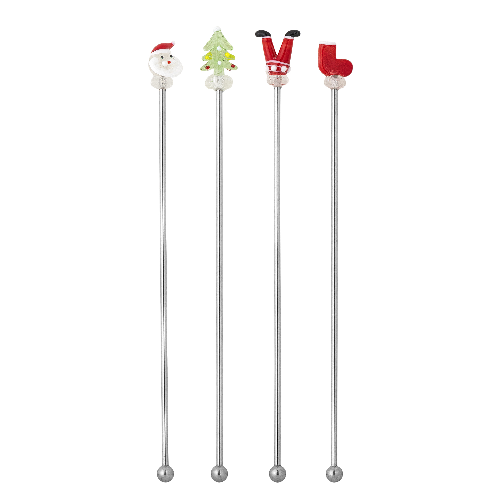 Bloomingville - Misa Cocktail Rørepind, Rød, Glas, D2xH12 cm, Set of 4