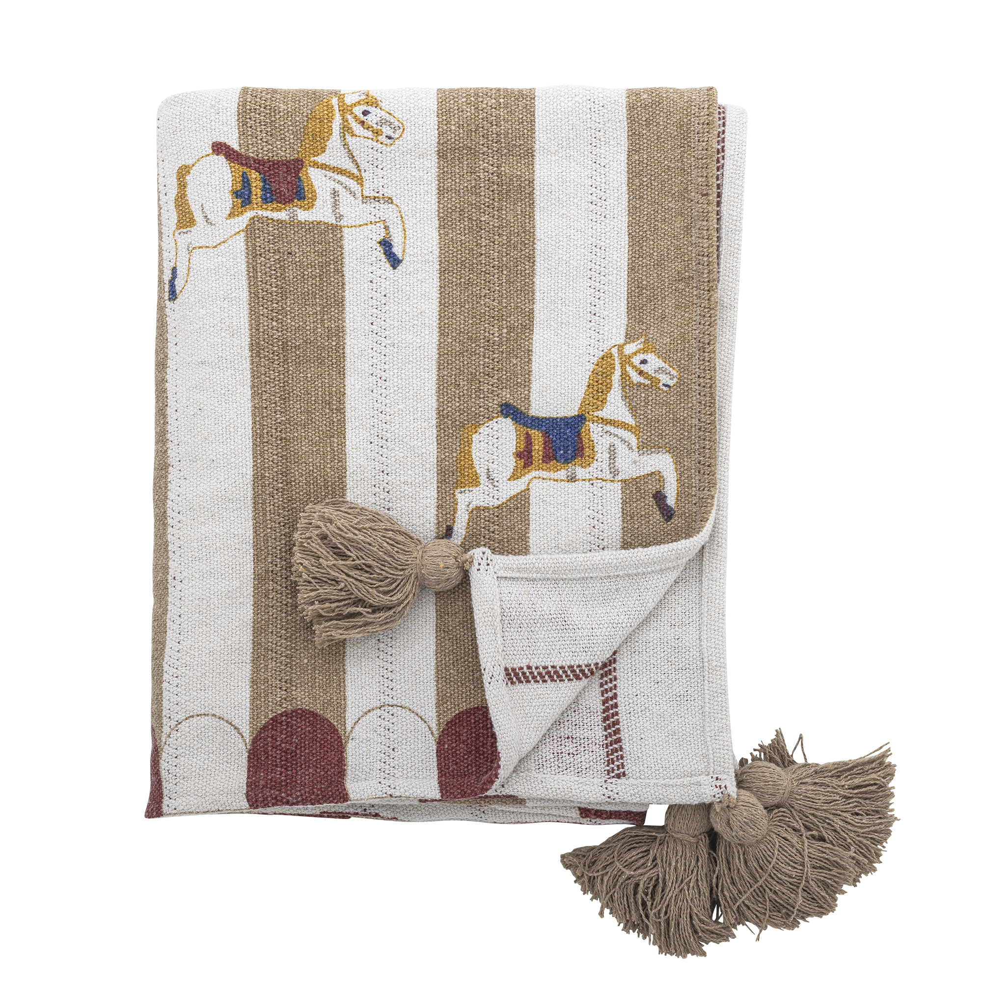 Bloomingville - Merry-go-round Plaid, Multifarvet, Genanvendt Bomuld, L160xW130 cm