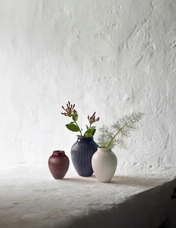 Knabstrup mini vase 3 Stk ripple berry, sand, dark blue