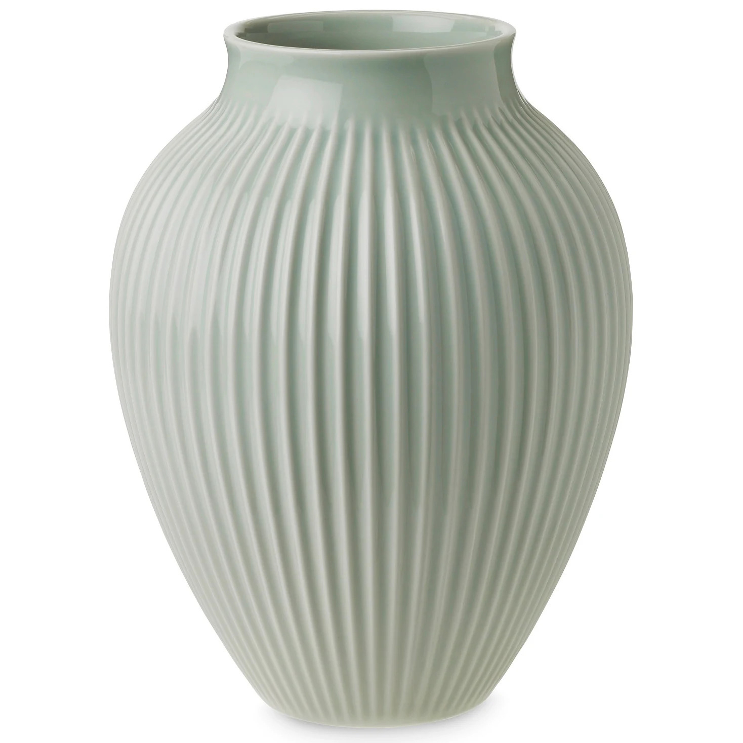 Knabstrup, vase, riller mintgrøn, 12,5 cm