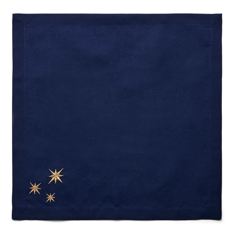 Blå serviet med stjerner, 50x50cm