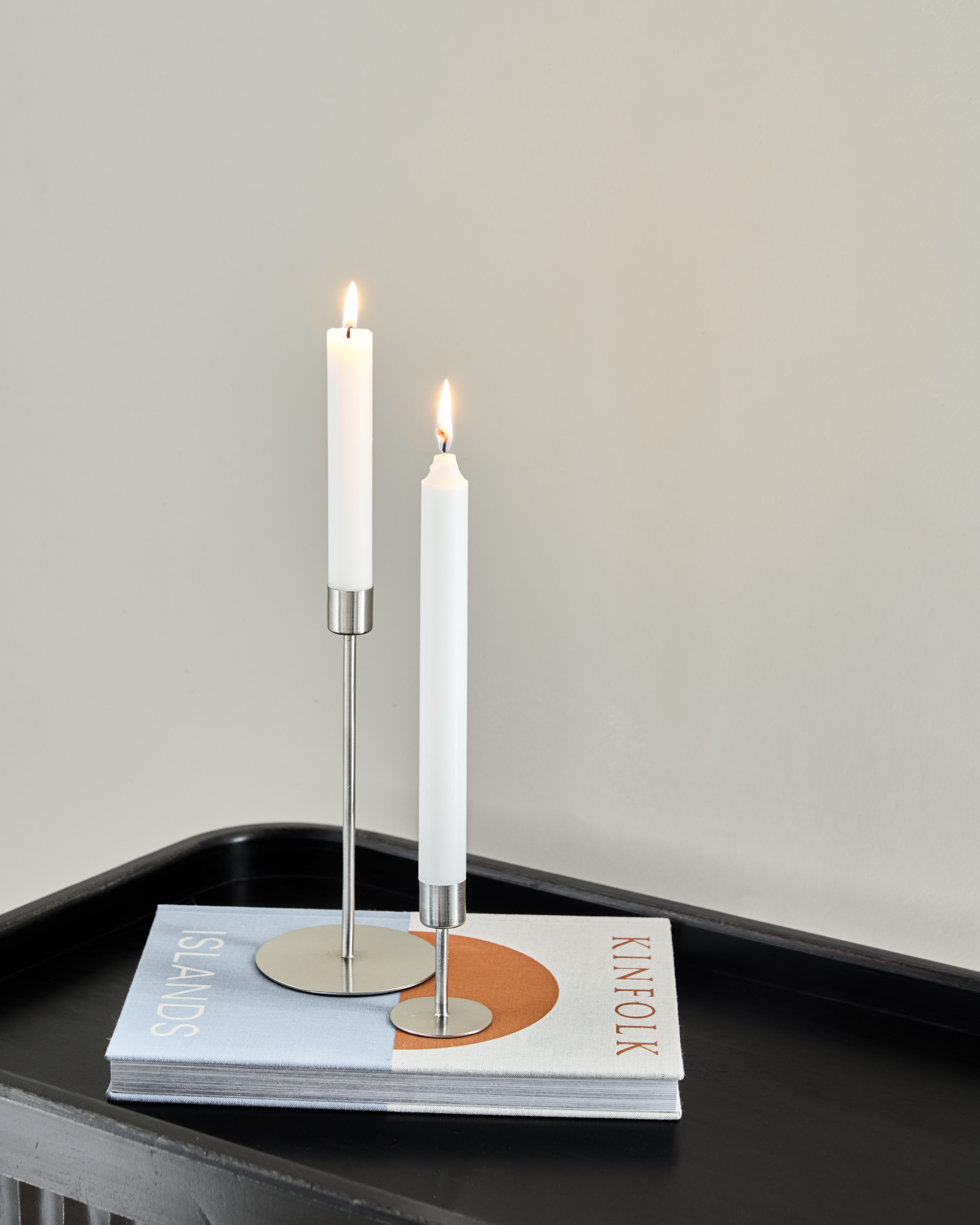 Lysestage, Anit, H:7 cm, Sølv finish