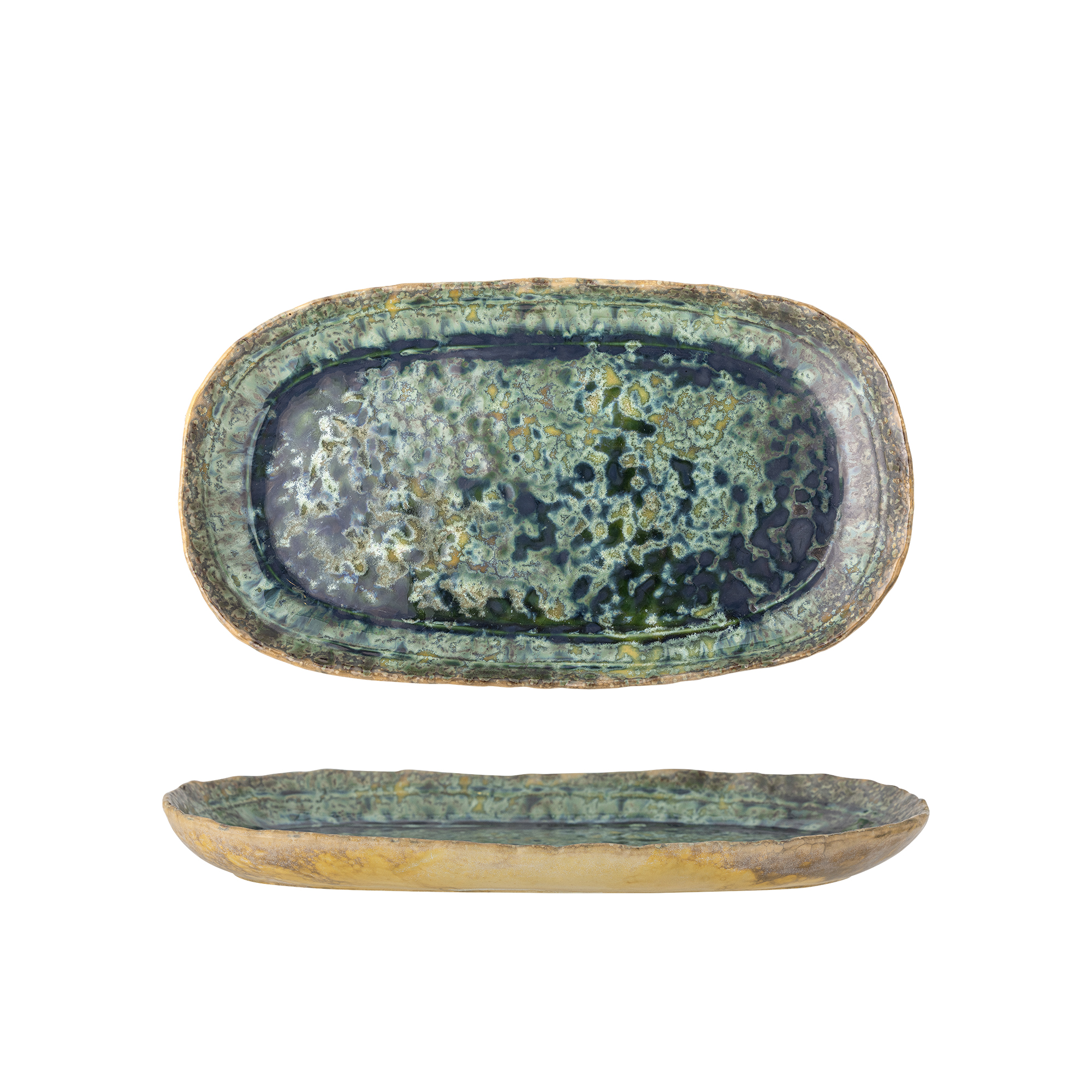 Bloomingville - Milani Serveringsfad, Grøn, Stentøj, L37xH3xW21 cm