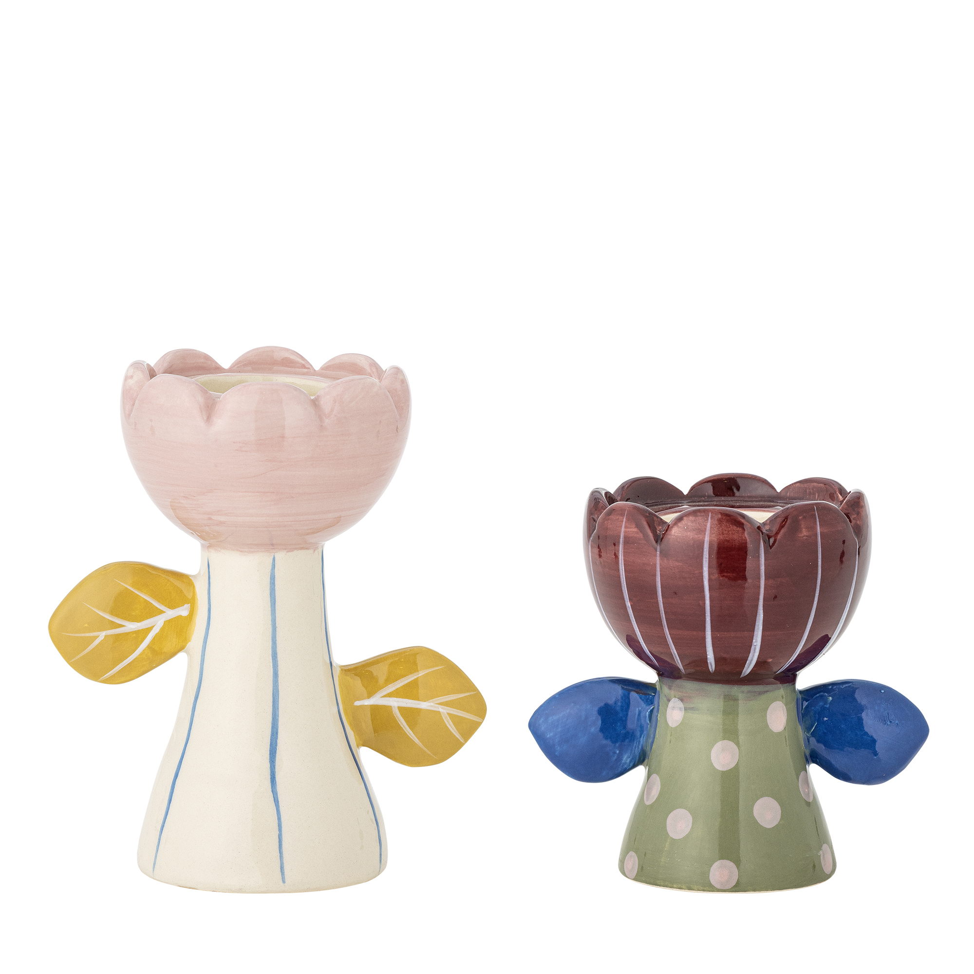 Bloomingville - Florita Votive & Candle Holder, Multifarvet, Stentøj, L11,5xH11xW8/L12,5xH15xW8 cm, Set of 2 billede