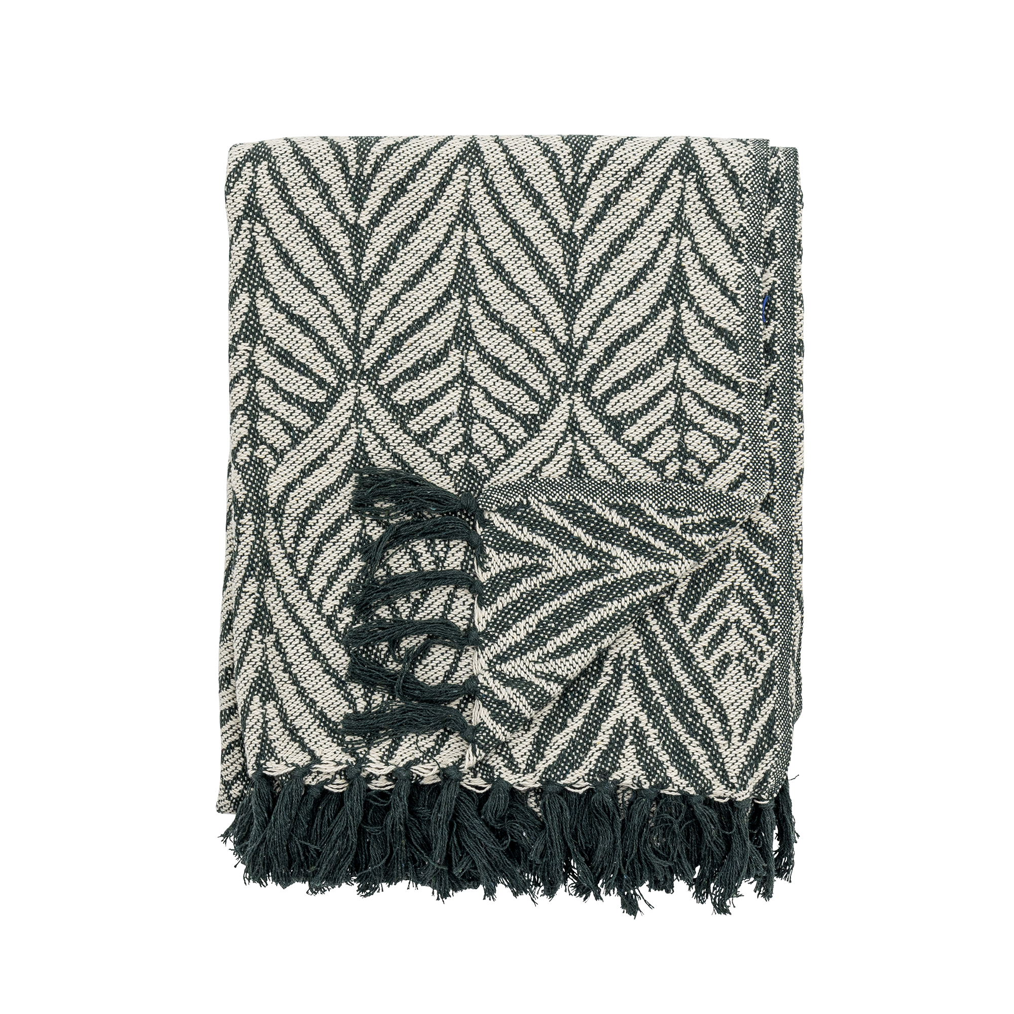 Bloomingville - Ugento Plaid, Grøn, Genanvendt Bomuld, L160xW130 cm billede