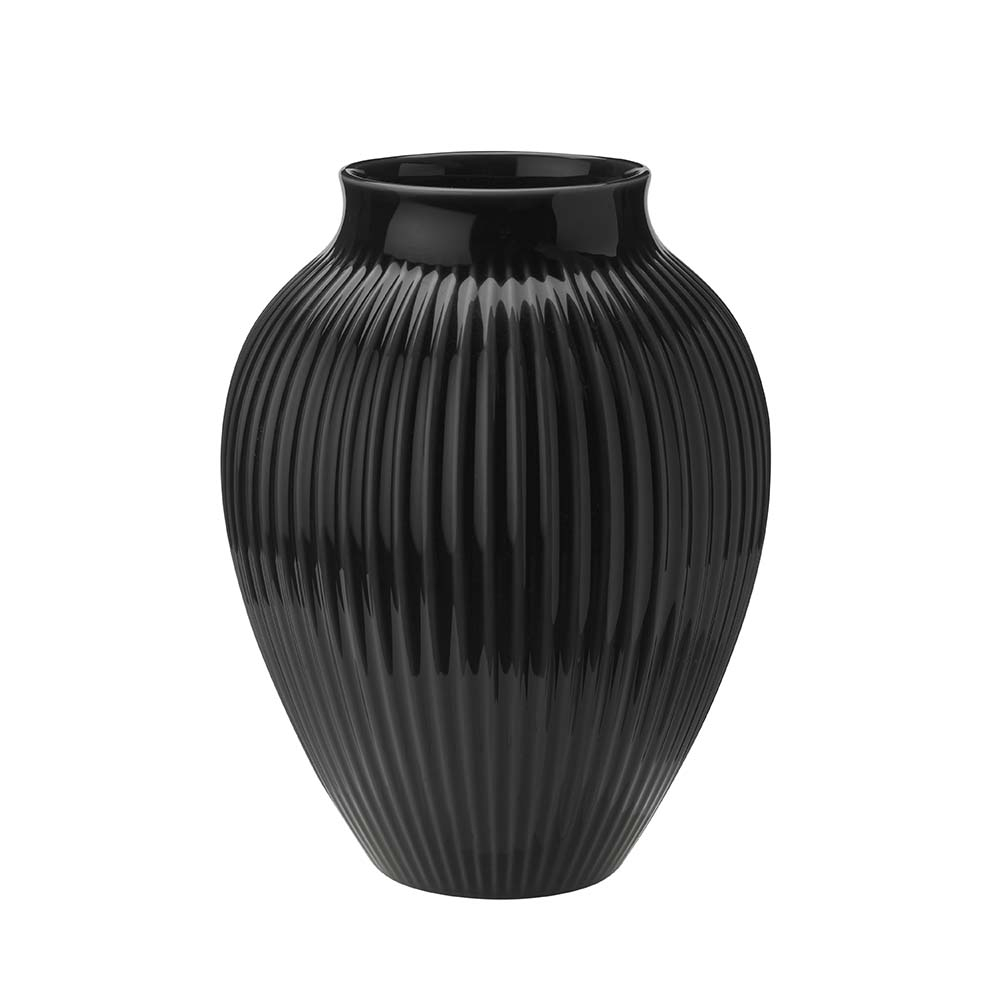 Billede af Knabstrup - , vase, riller sort, 27 cm