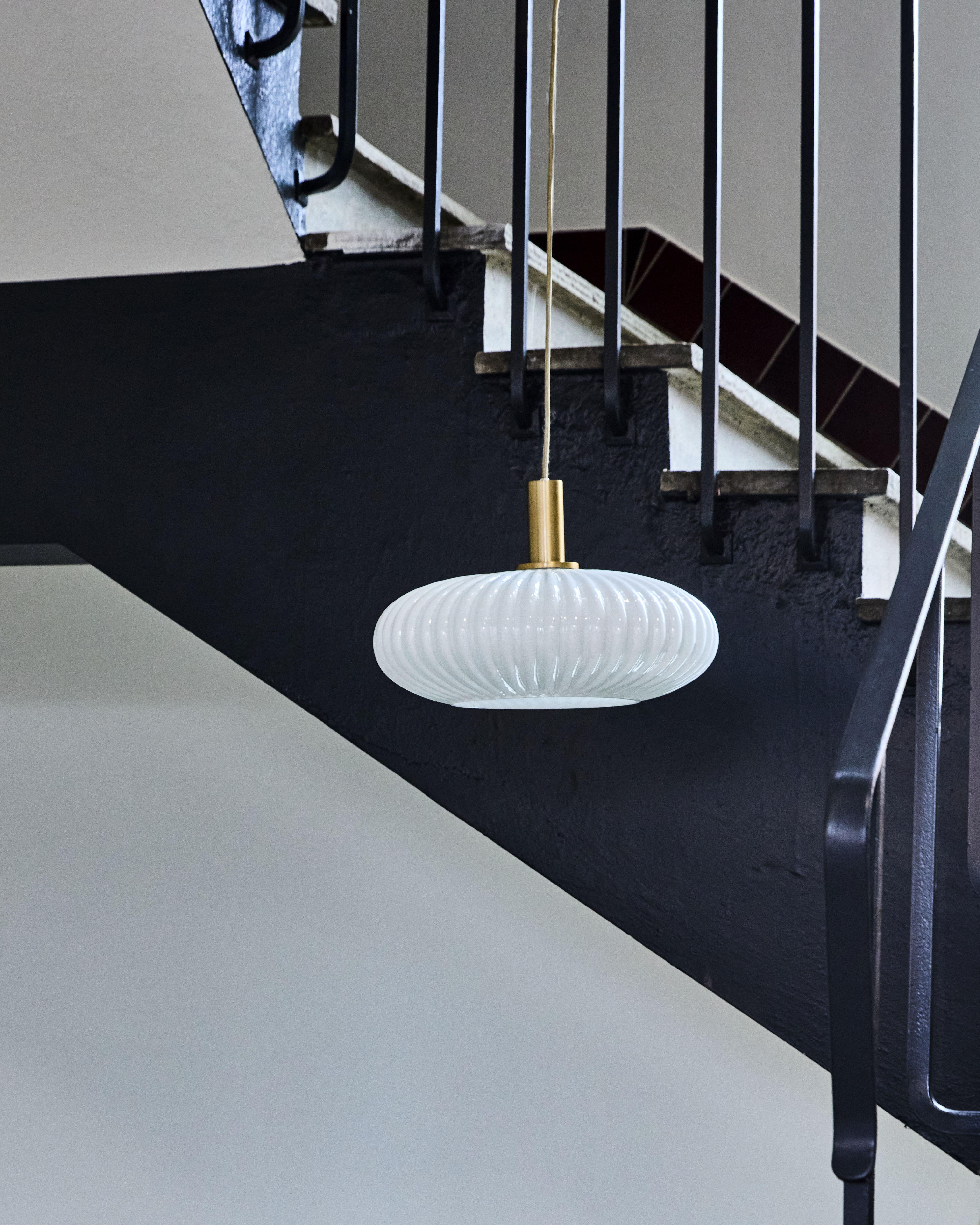 Lampe, Fort, Antik messingfinish, Råhvid