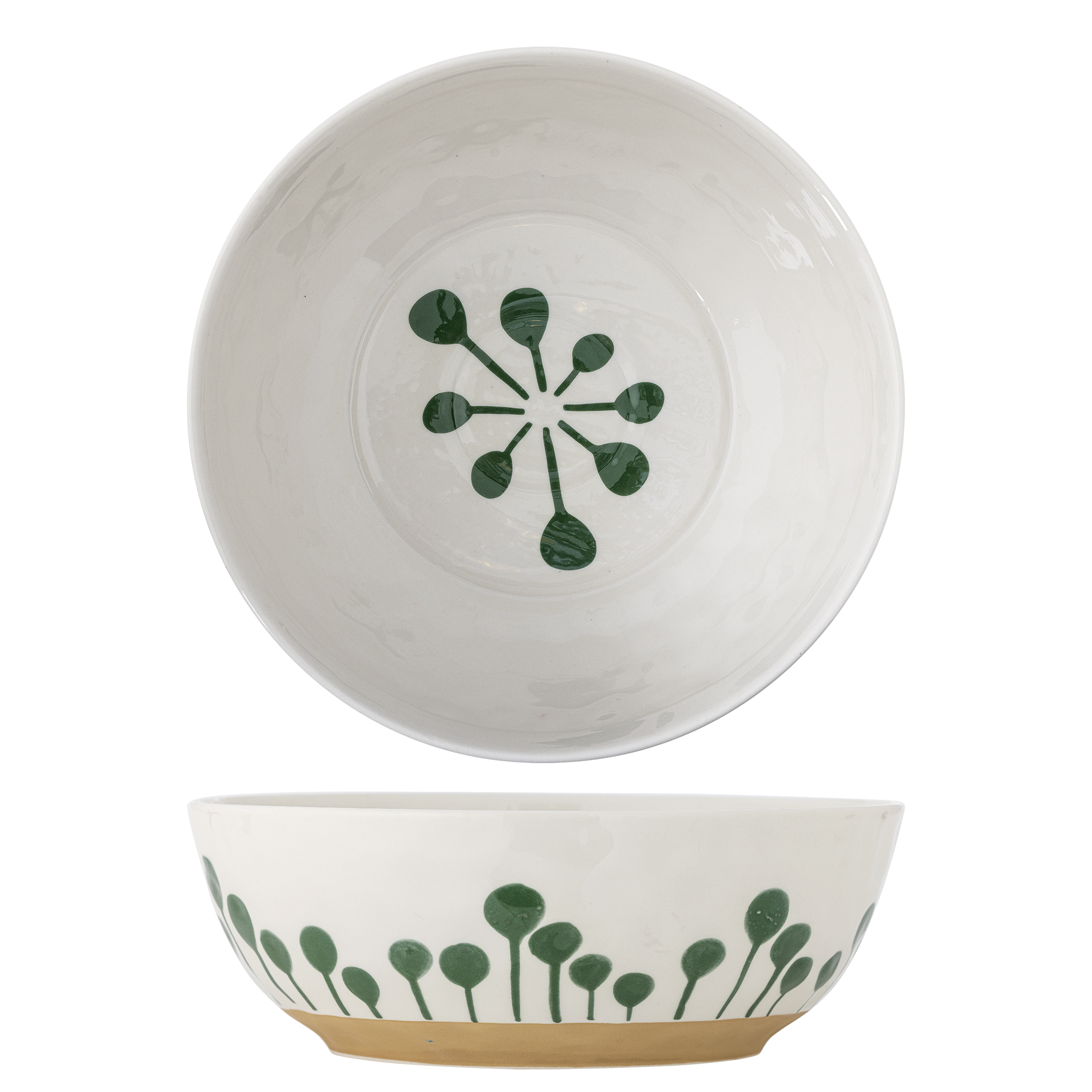 Bloomingville - Linora Skål, Grøn, Stentøj, D28xH9 cm billede