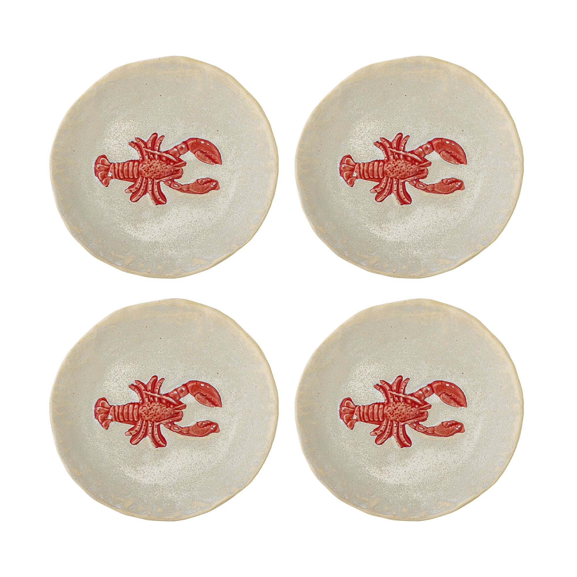 Bloomingville - Hadden Tallerken, Rød, Stentøj, D13xH1,5 cm, Set of 4