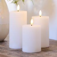 Sirius Smilla Genopladelig bloklys 10/12,5/15 cm 3 stk. sæt, Hvid