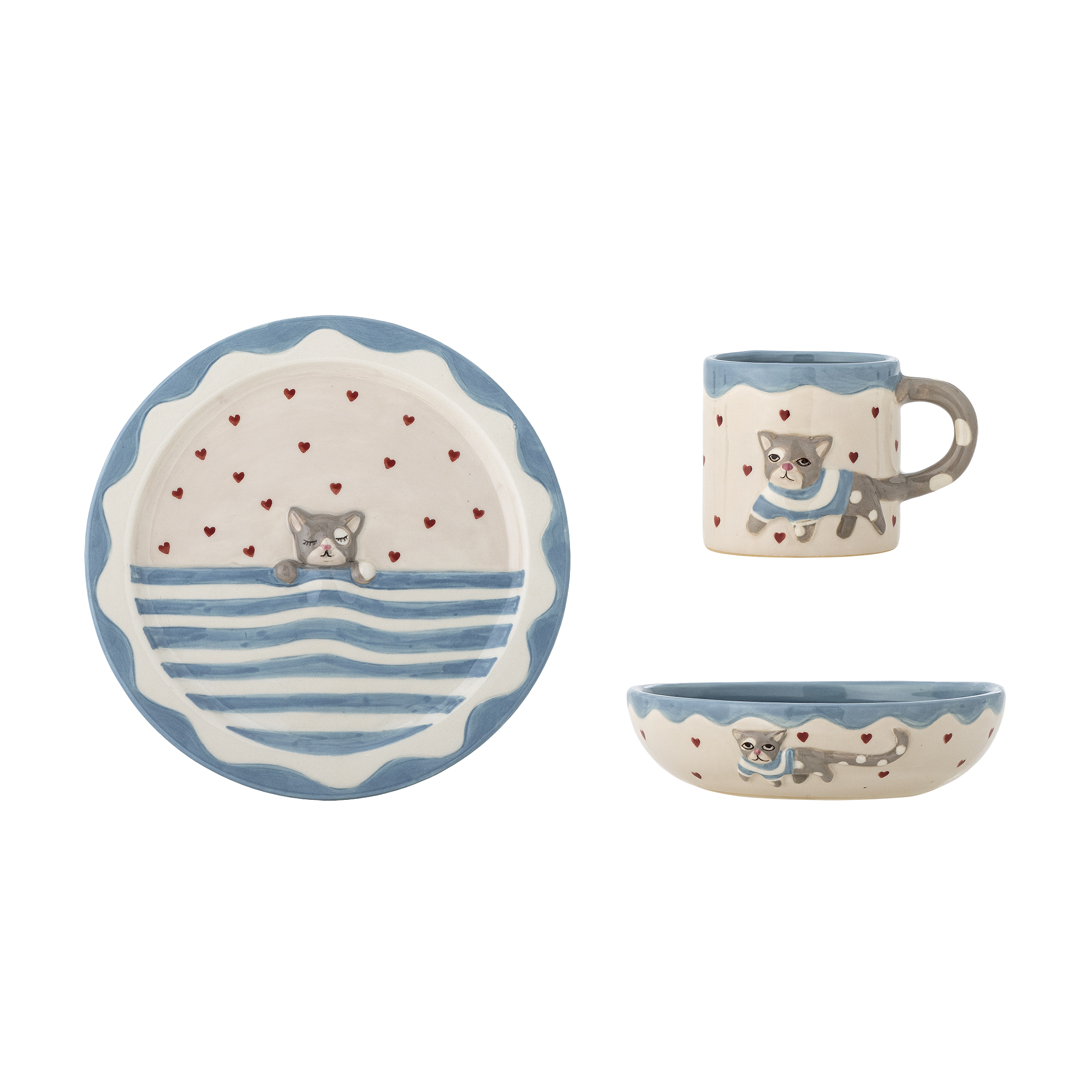 Bloomingville - Mille Stelsæt, Multifarvet, Stentøj, C:D7xH7/B:D14xH4/P:D17xH1,5 cm, Set of 3