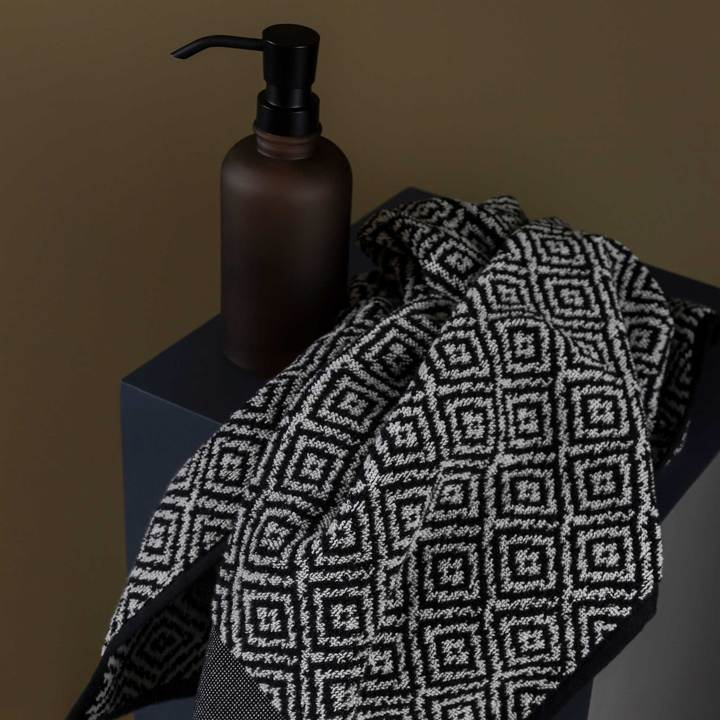 MOROCCO Badehåndklæde, 70 x 140 cm, black/white