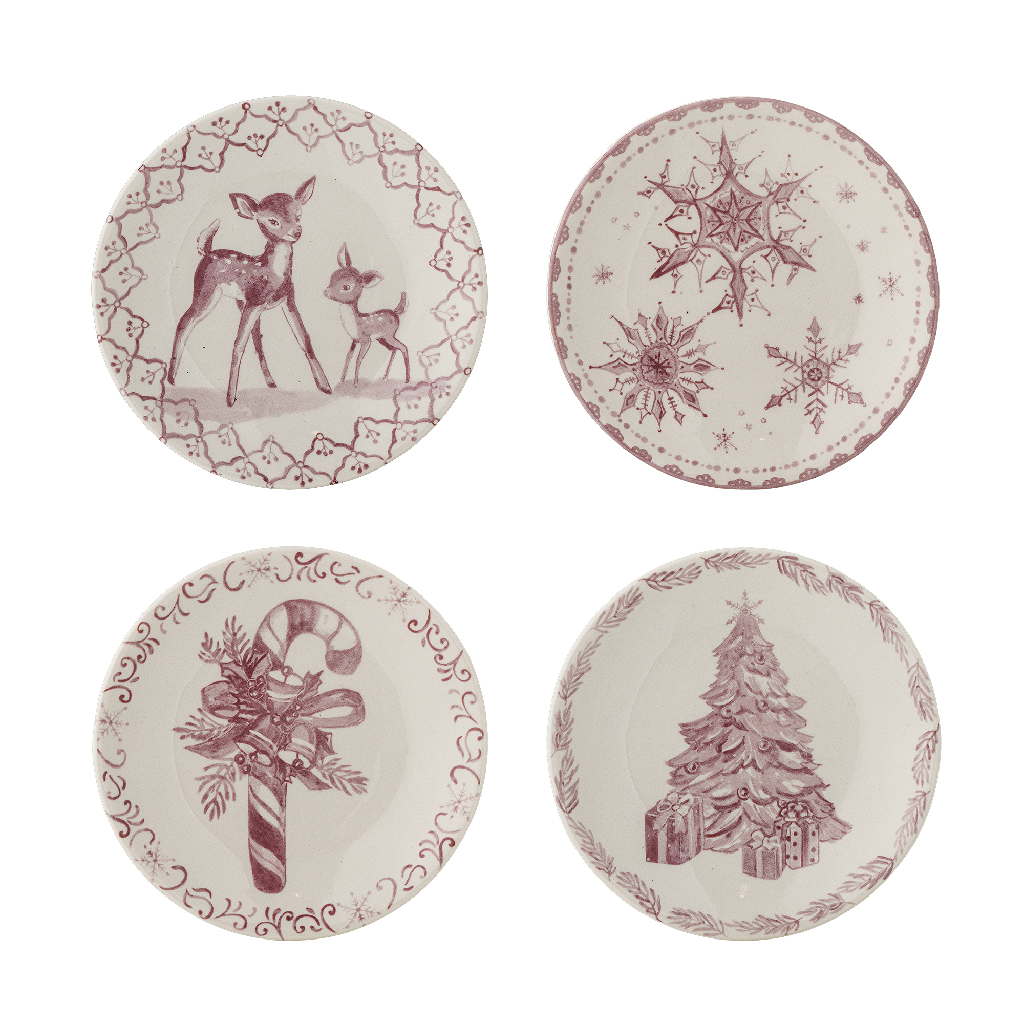 Bloomingville - Wonderland Tallerken, Rosa, Stentøj, D12,5xH1,5 cm, Set of 4