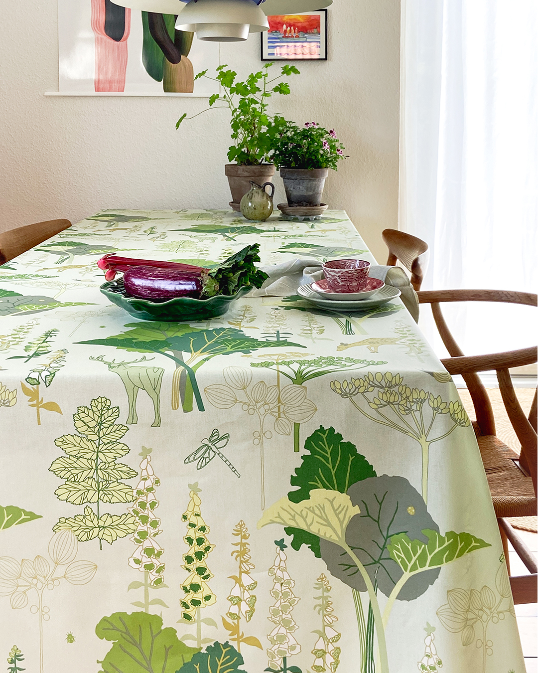 Engholm Textiles - Akryldug med antiskrid Rabarberskoven Notes by Susanne Schjerning - i metermål