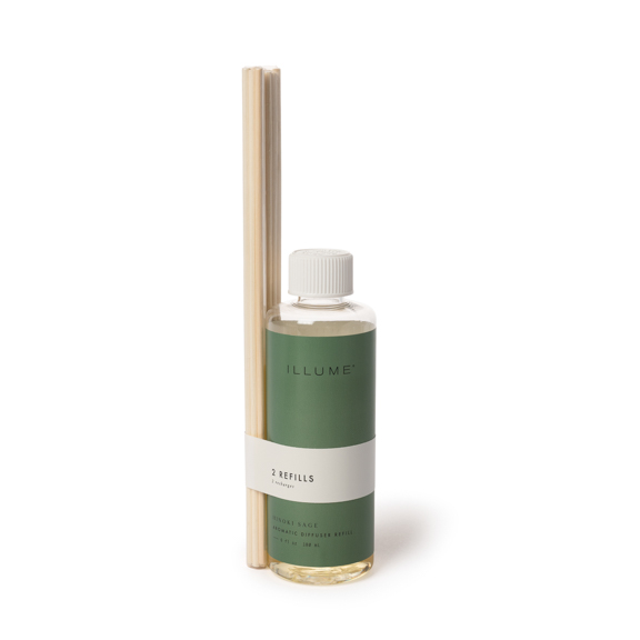 Bloomingville - Hinoki Sage Diffuser Refill, Grøn,, 180 ML. - 2x9 Reeds - D6xH23 cm