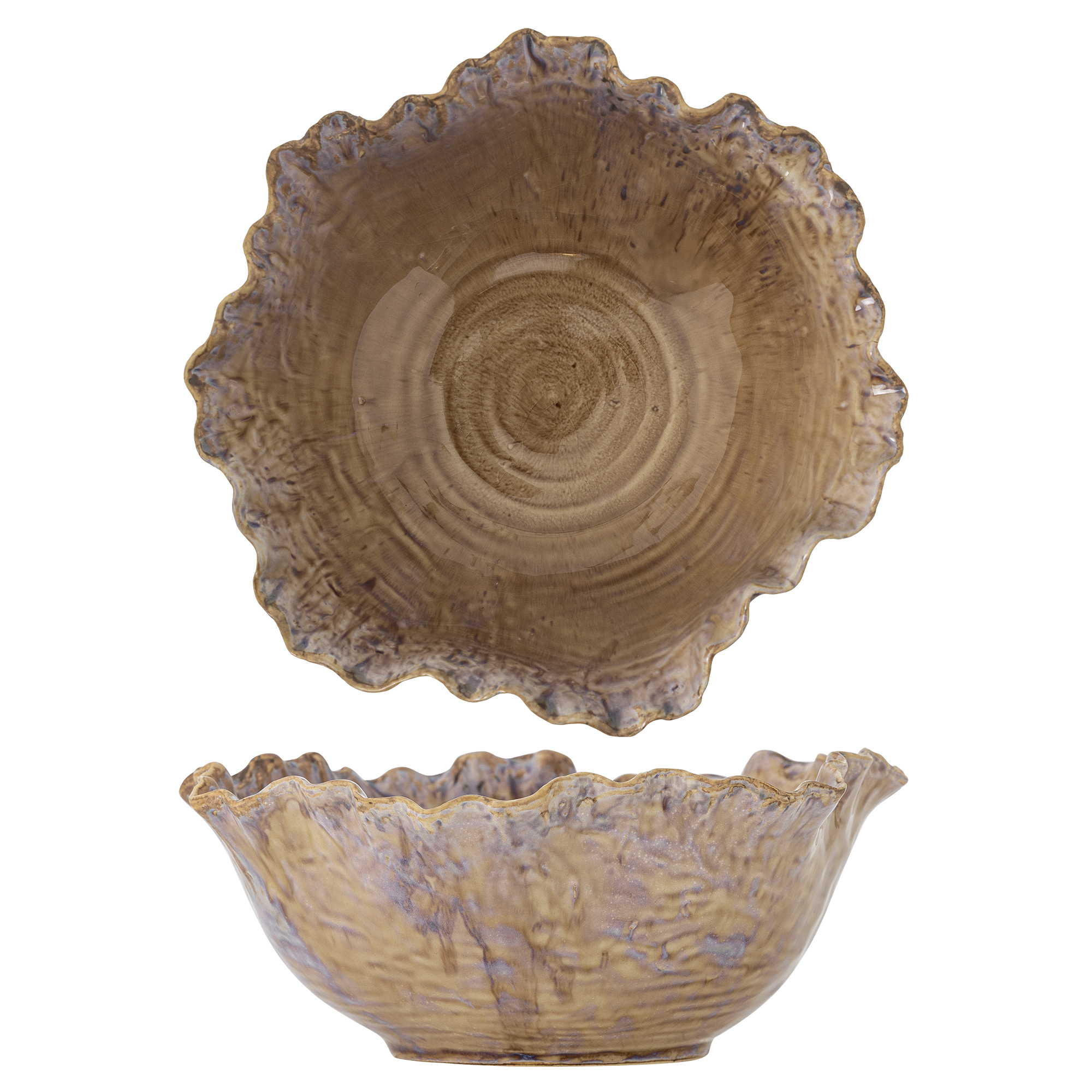 Bloomingville - Nash Skål, Brun, Stentøj, D24,5xH10 cm billede