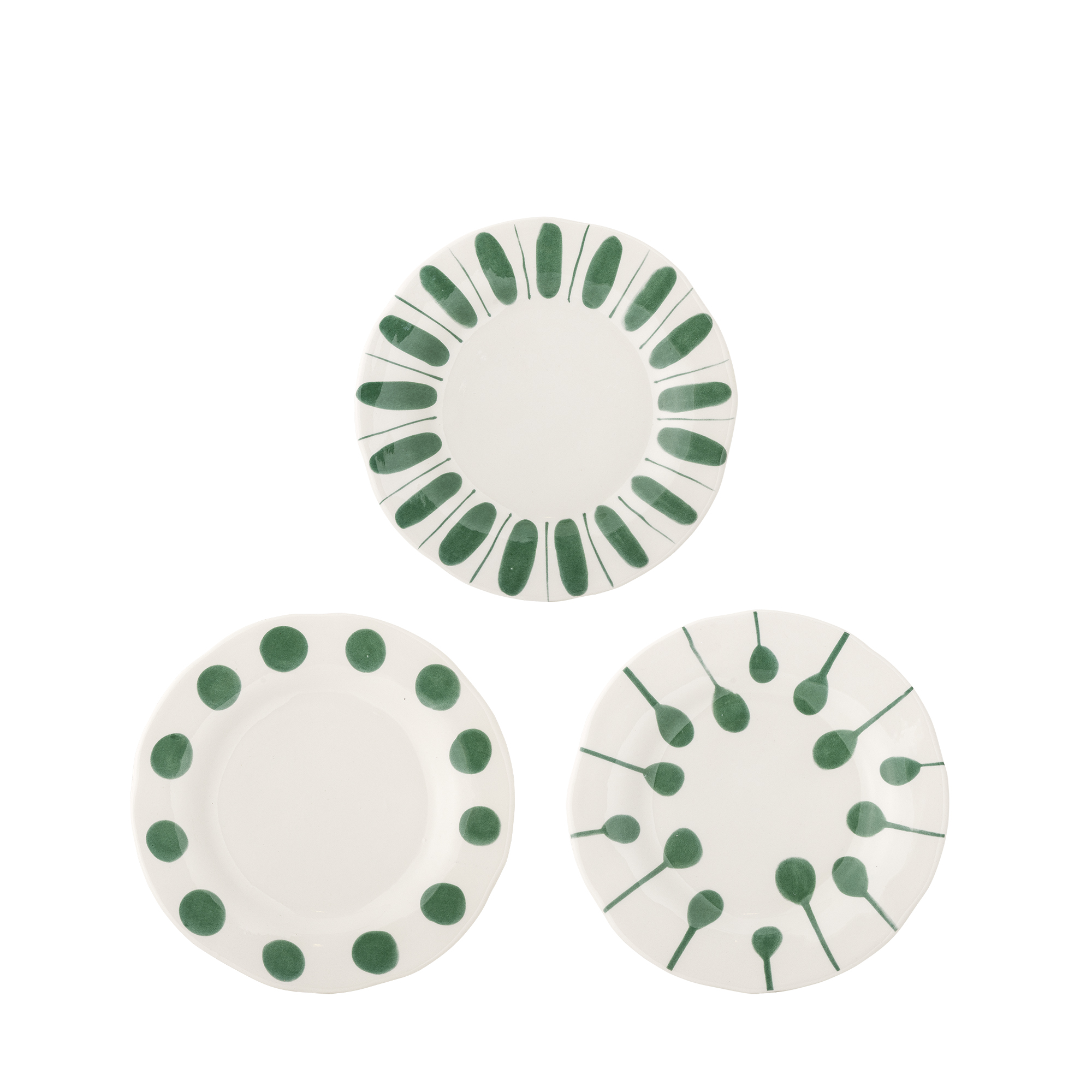 Bloomingville - Linora Tallerken, Grøn, Stentøj, D22xH2,5 cm, Set of 3