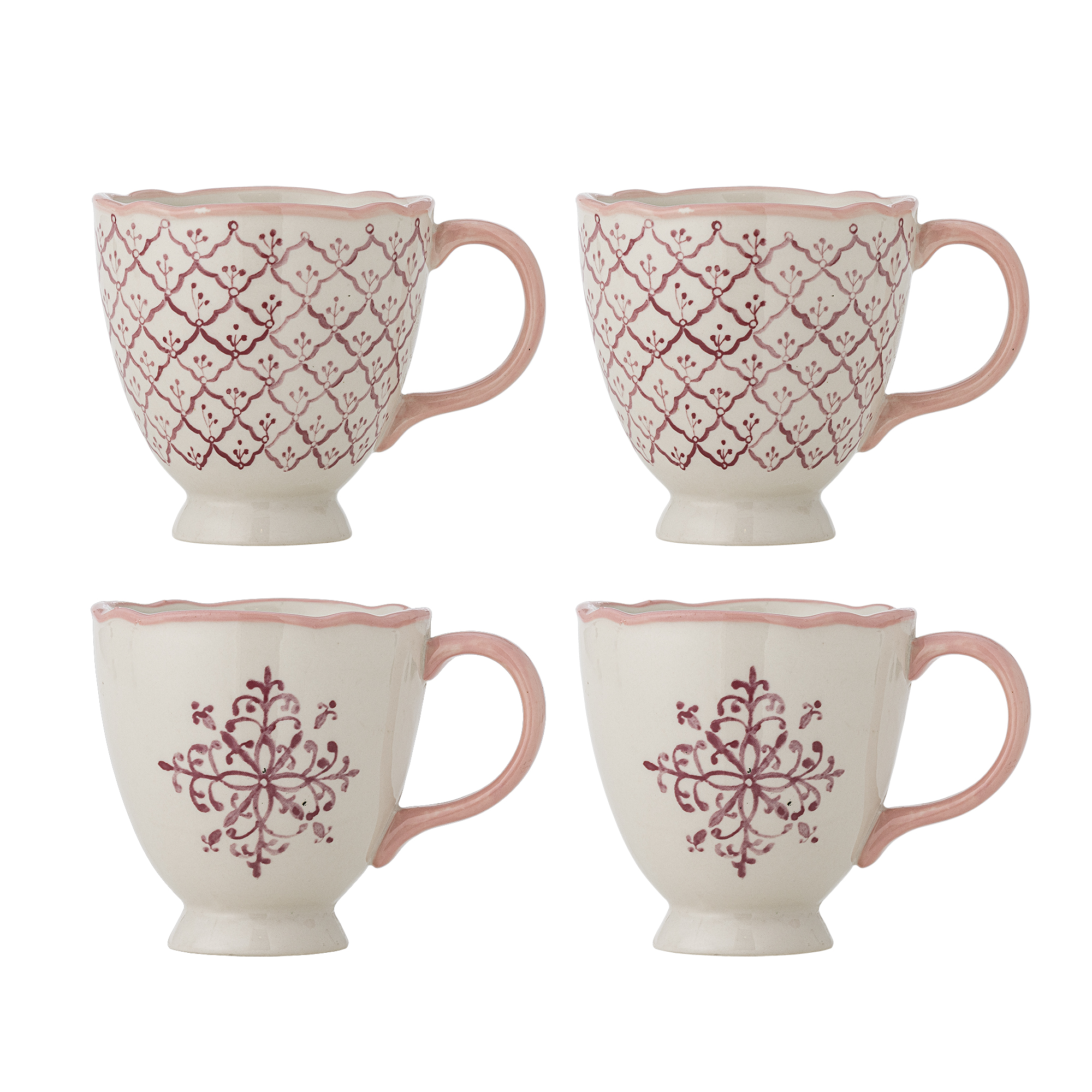 Bloomingville - Wonderland Krus, Rosa, Stentøj, D10,5xH11 cm, Set of 4