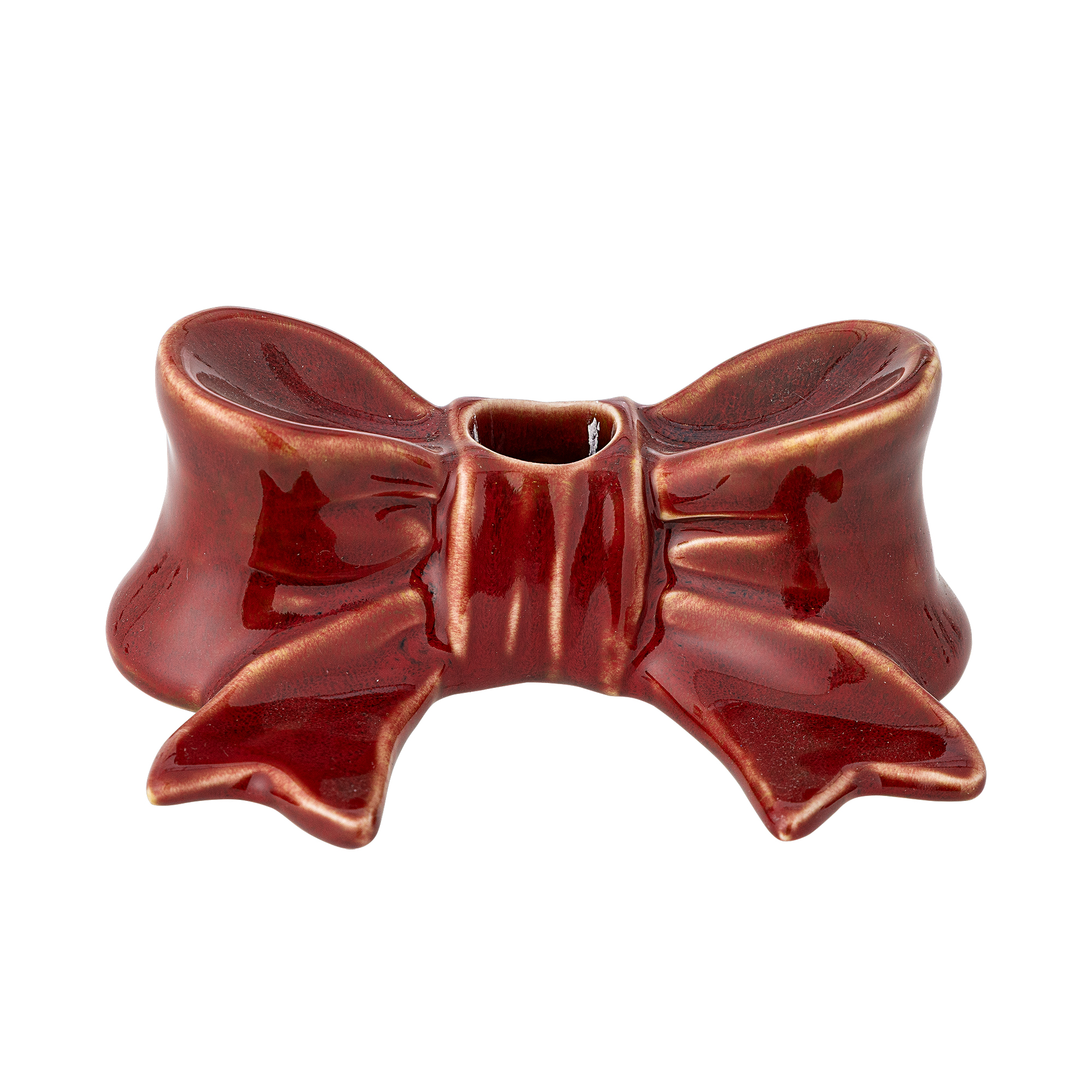 Bloomingville - Bow Lysestage, Rød, Stentøj, L13xH5xW8,5 cm