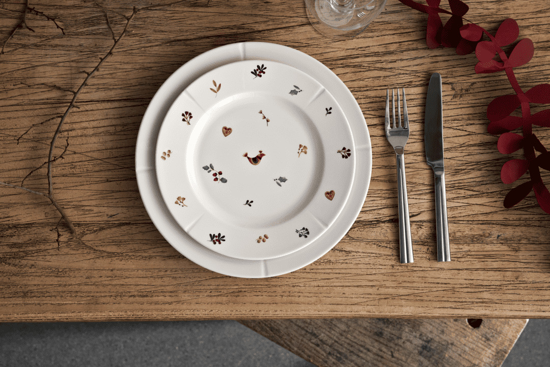 Grand Cru Cottage Tallerken Ø23 cm hvid med deko