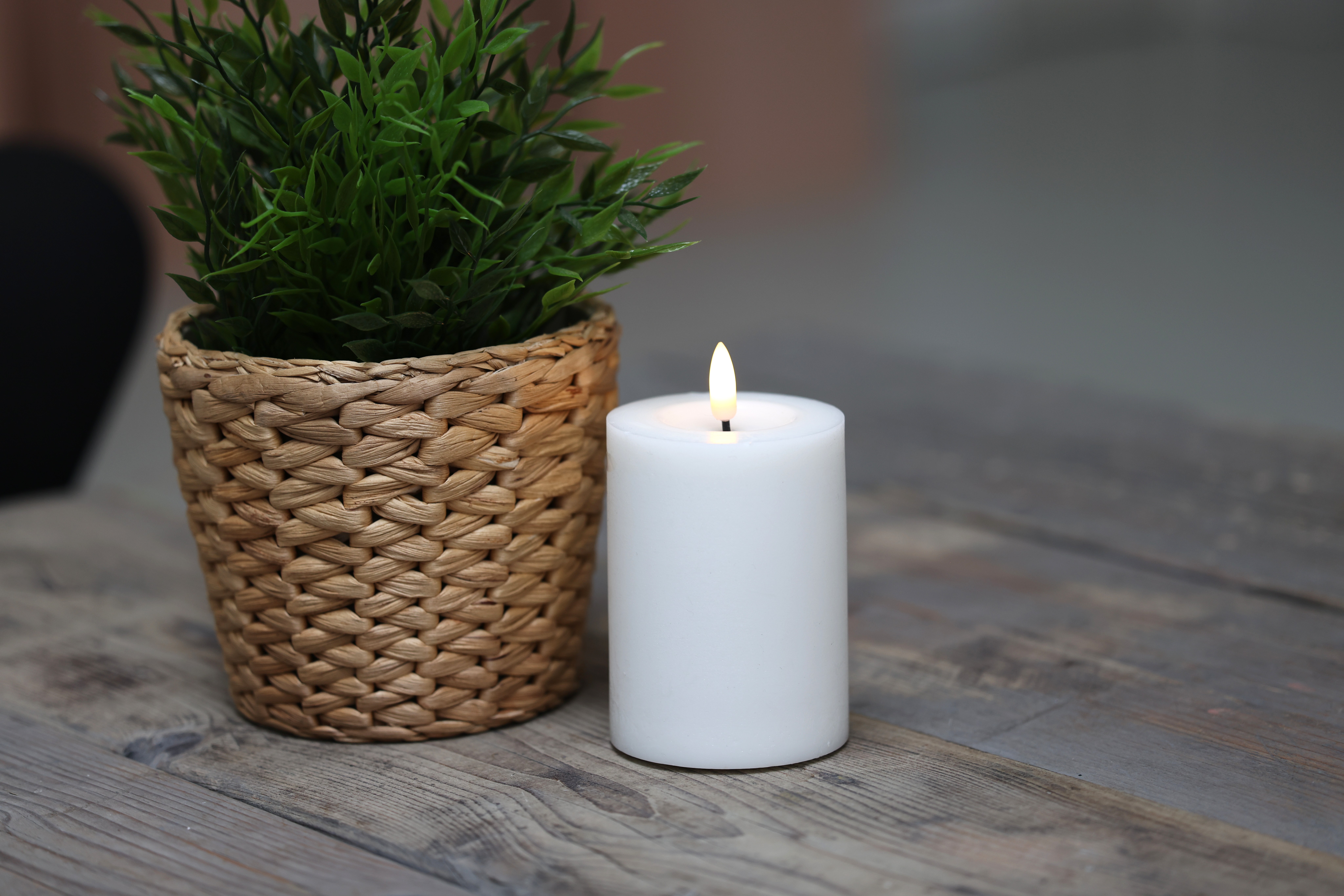 Skandi LED Bloklys Ø7,5 cm - Hvid - H10 cm