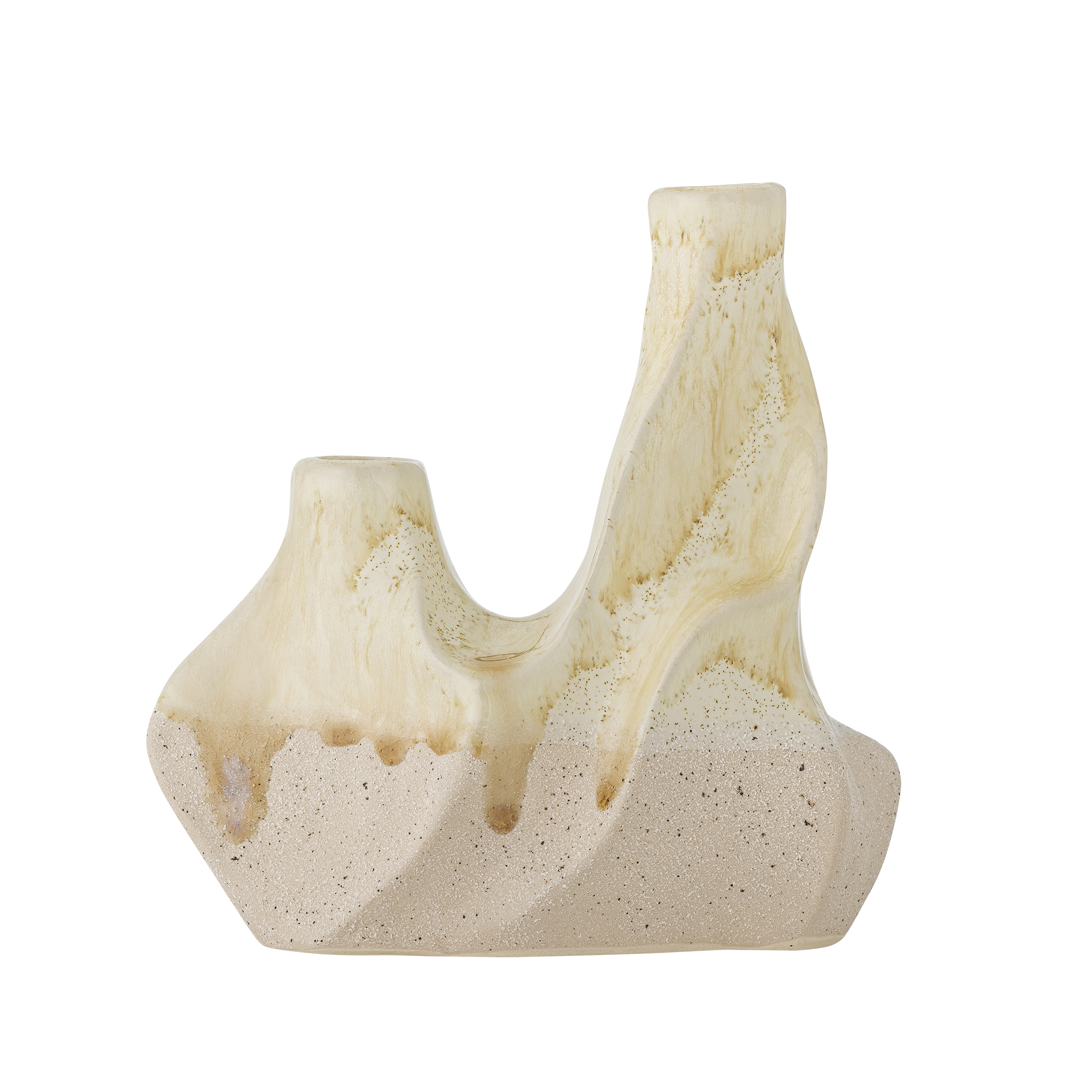 Bloomingville - Wavy Lysestage, Hvid, Stentøj, L19xH19xW8 cm