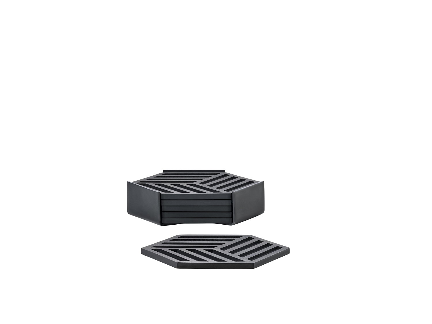 ZONE Denmark - Glasbrikker Hexagon 10 x 10 x 3,2 cm Black Silikone/Metal