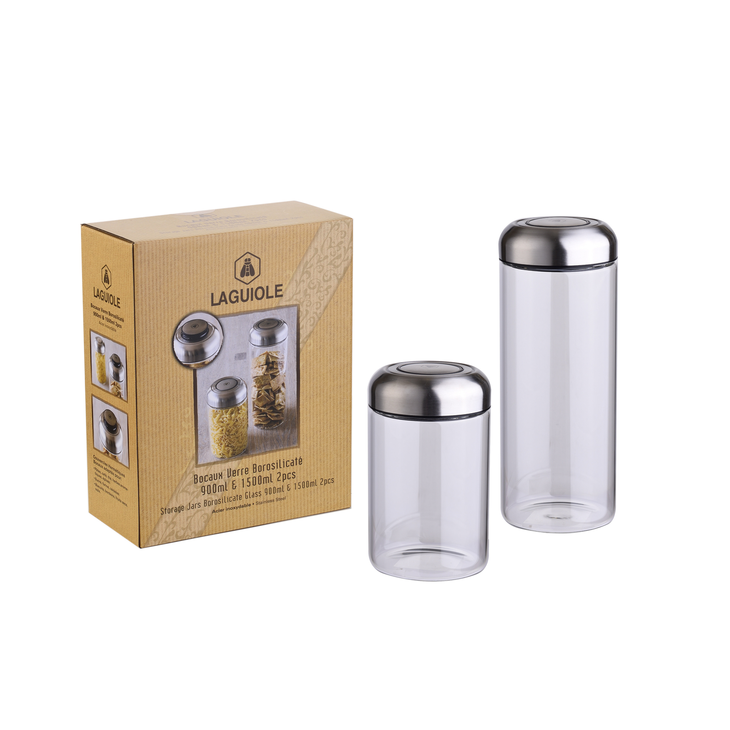 Laguiole - Opbevaringsglas, 2 stk, 900 & 1500ml