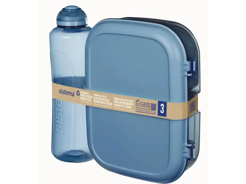 Sistema - Ribbon 1,1 l, With 480ml Bottle Ocean Bound, Blå