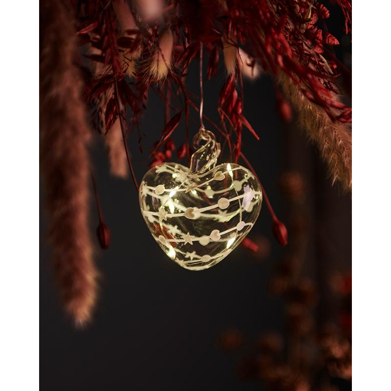 Sweet Christmas Hjerte Ø8cm, Hvid/Klar Sweet Christmas Hjerte Ø8cm, Hvid/Klar