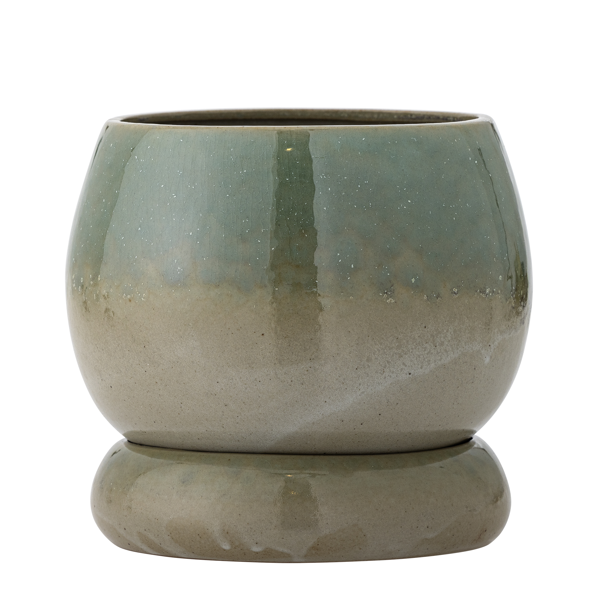 Bloomingville - Imke Urtepotte m/underskål, Grøn, Stentøj, D18,5xH17,5 cm