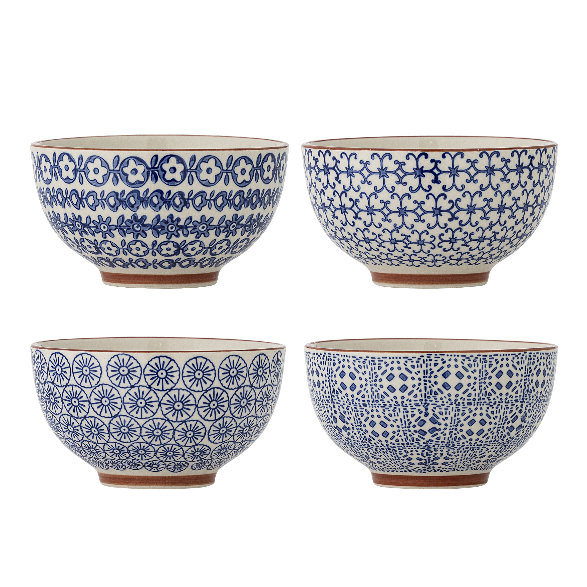 Bloomingville - Karine Skål, Blå, Stentøj, D13,5xH7,5 cm, Set of 4
