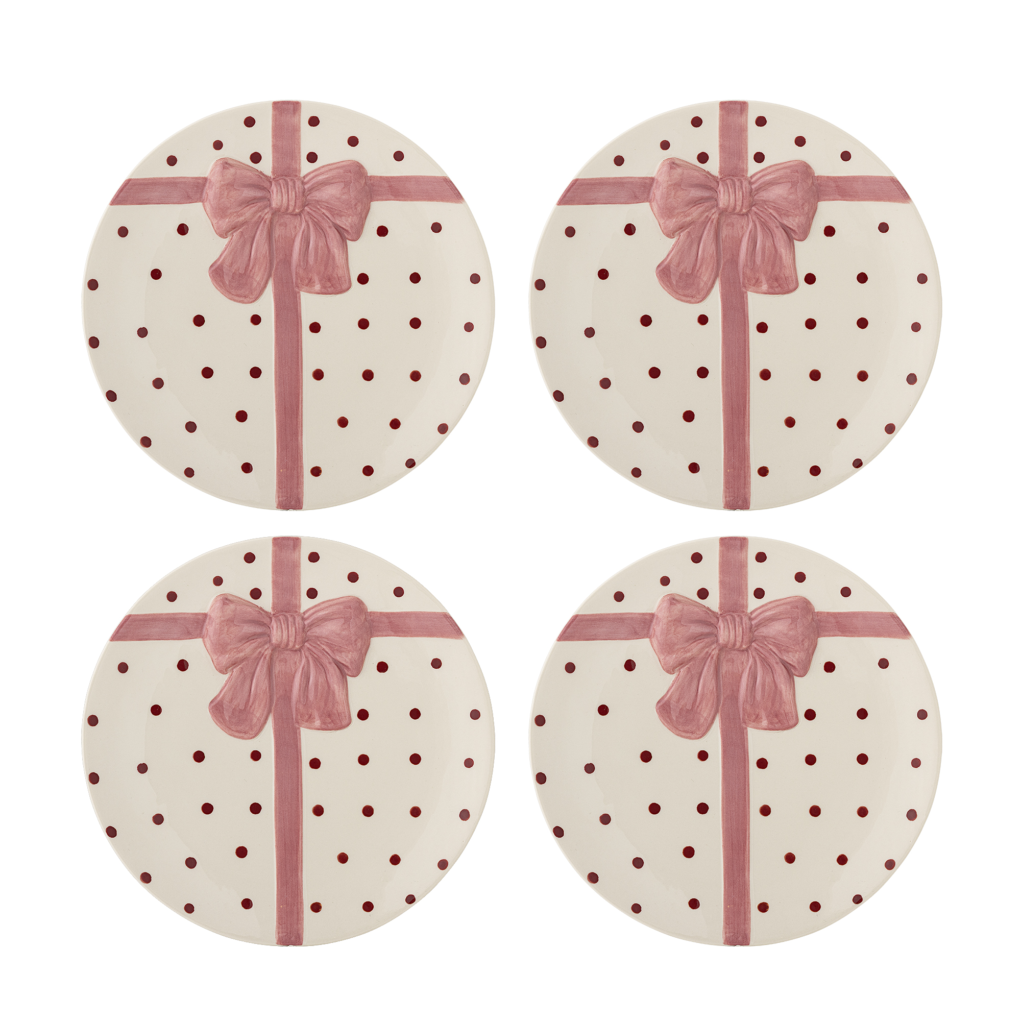 Bloomingville - Bowie Tallerken, Rosa, Stentøj, D20,5xH2 cm, Set of 4