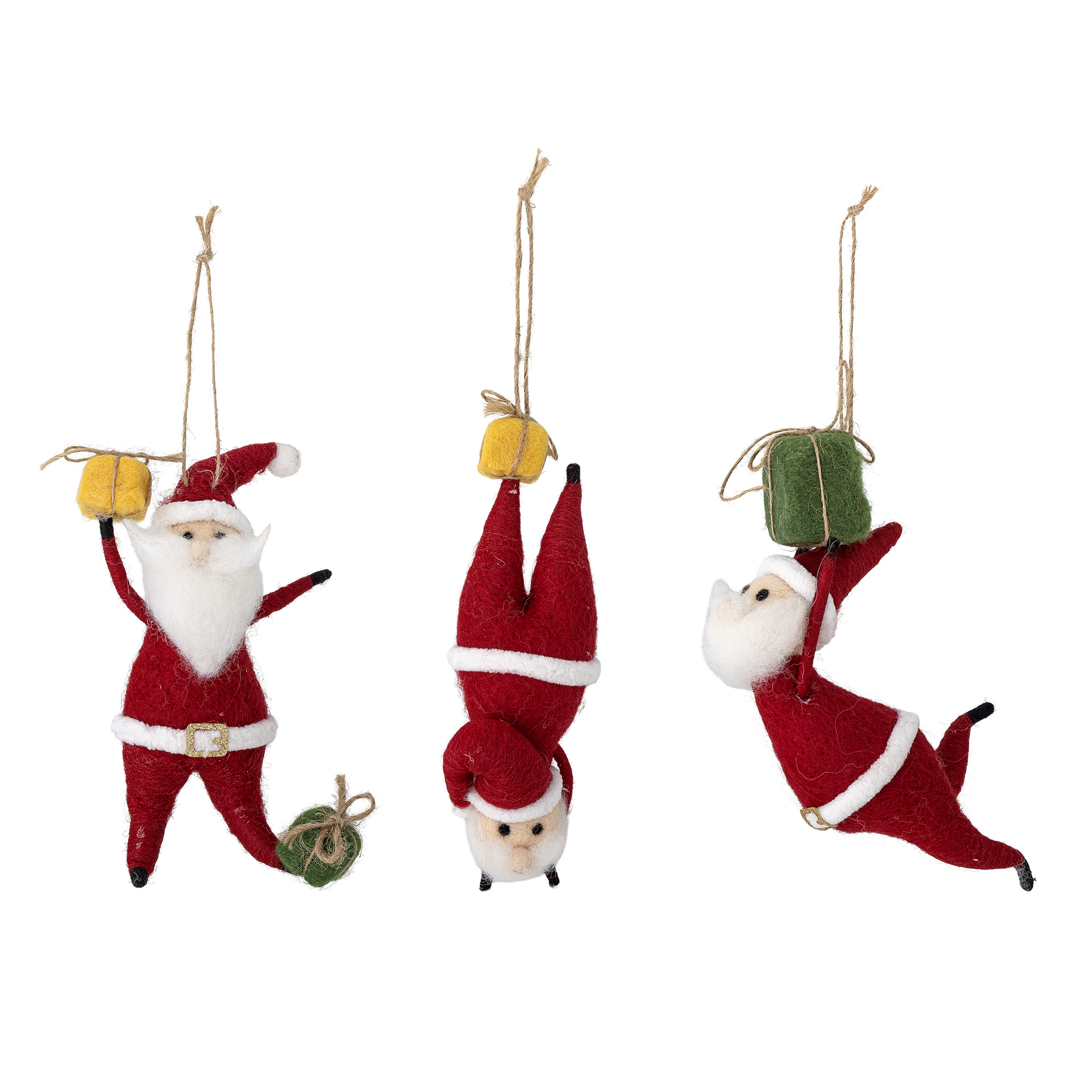 Bloomingville - Giles Ornament, Rød, Uld, L6xH17xW5,5 cm, Set of 3