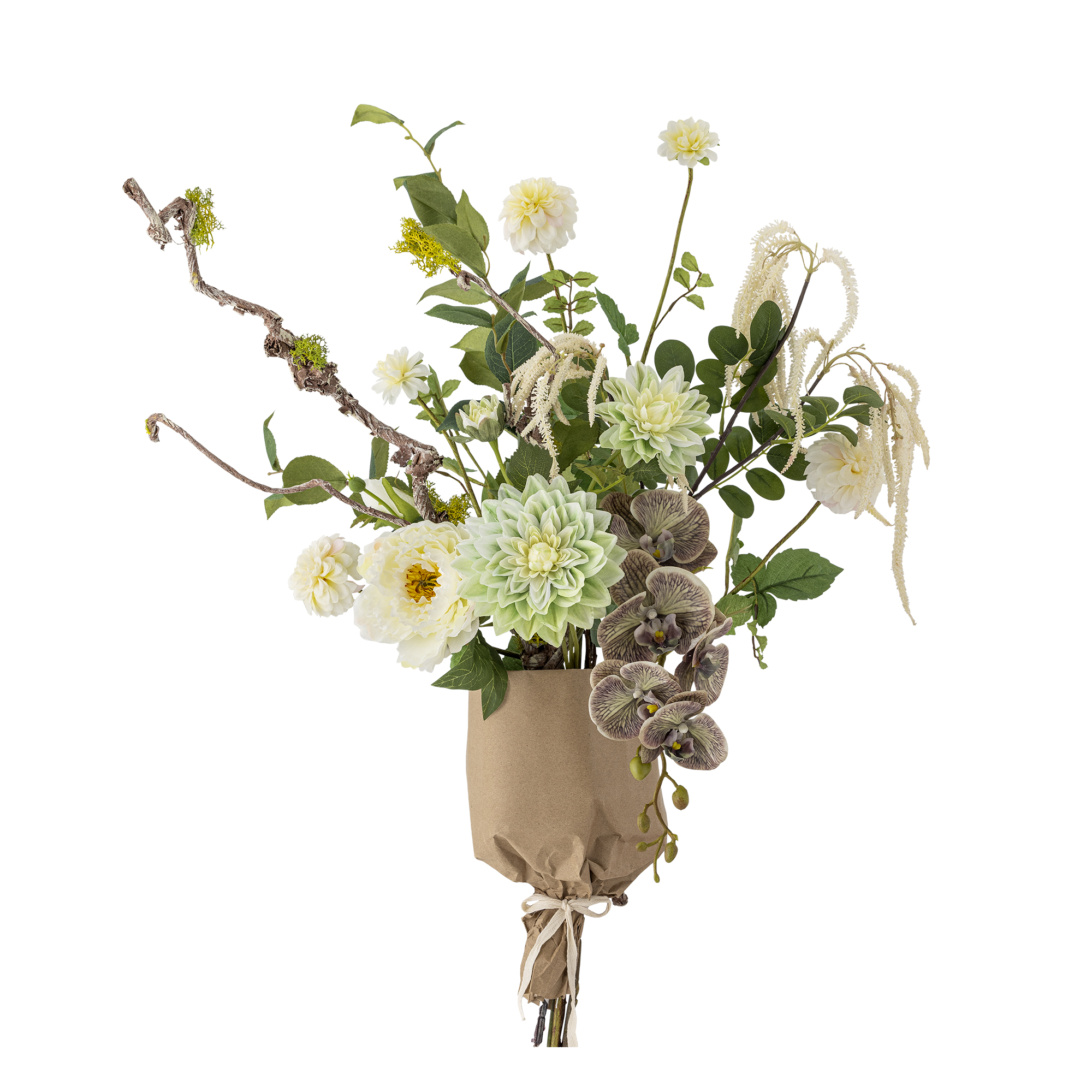 Bloomingville - Rise Buket, Hvid, Kunstige Blomster, D40xH109 cm billede