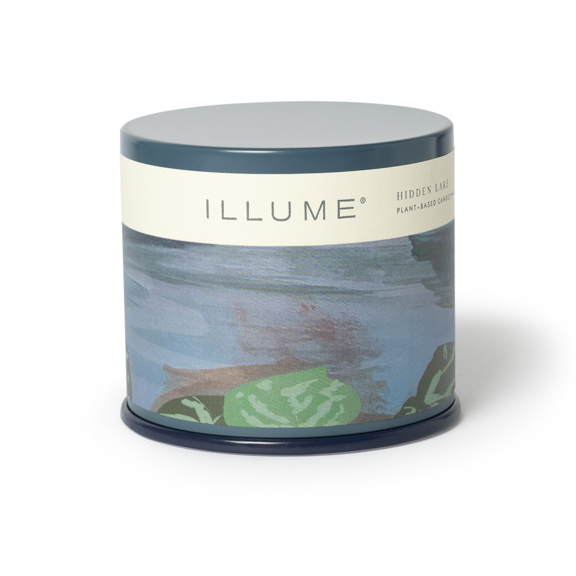 Bloomingville - Hidden Lake Vanity Tin Duftlys, Blå,, 335 G. - 50 Hours - D9,7xH8,5 cm