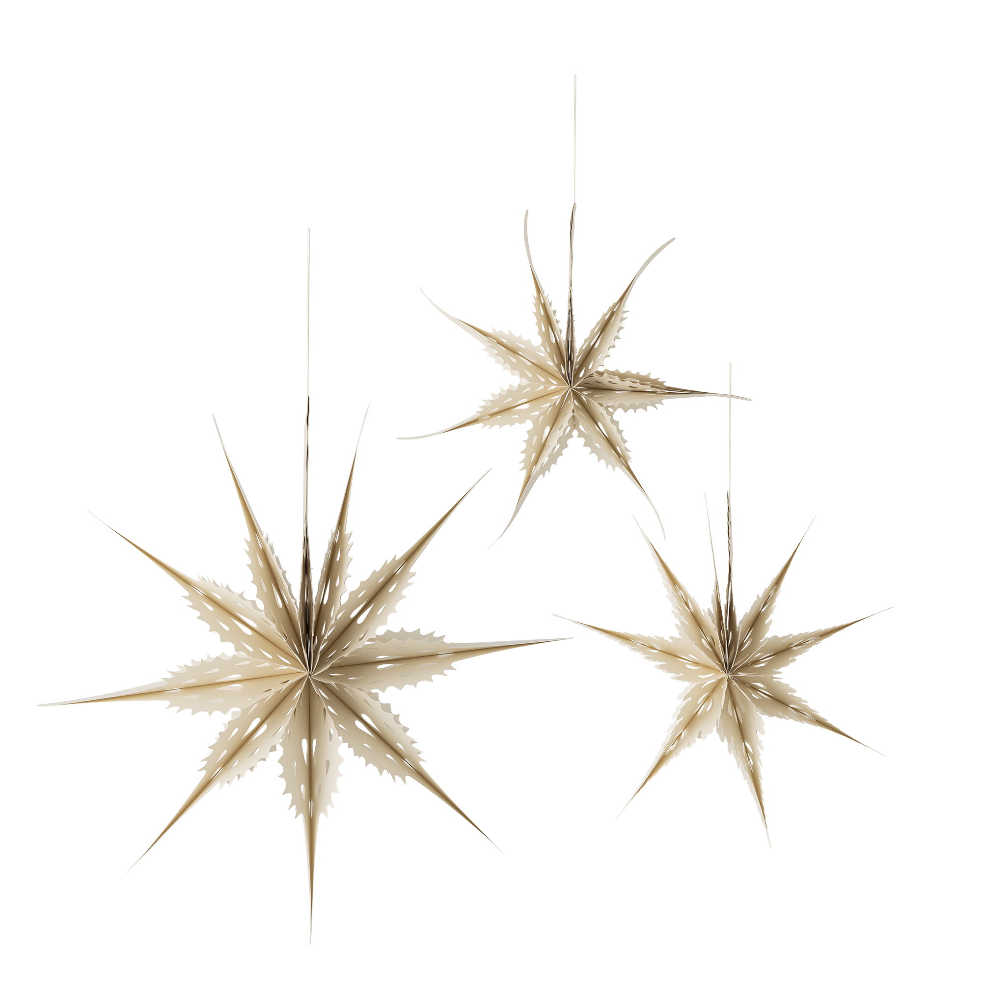 Bloomingville - Ilo Stjerne, Hvid, FSC®Mix, Paper, D45xH16/D45xH13/D66xH20 cm, Set of 3