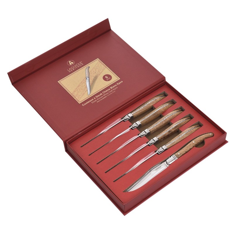 Laguiole -  Herit Steakknive Hvid Eg 6 stk.