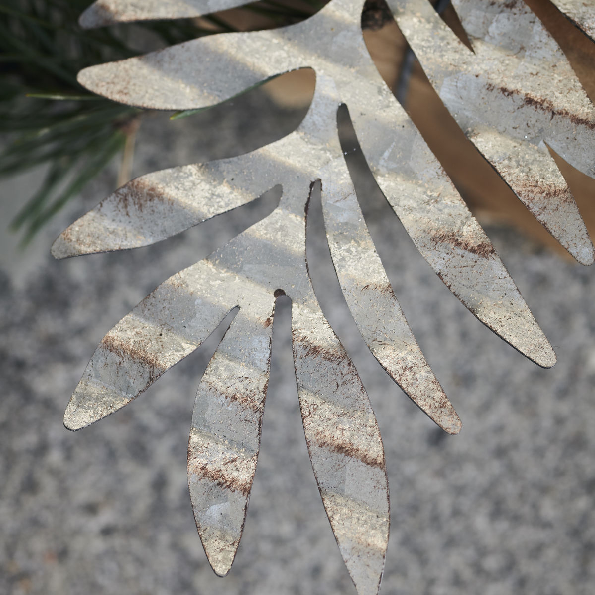Tin plate leaf julepynt, Sølv, Dia 15 cm*