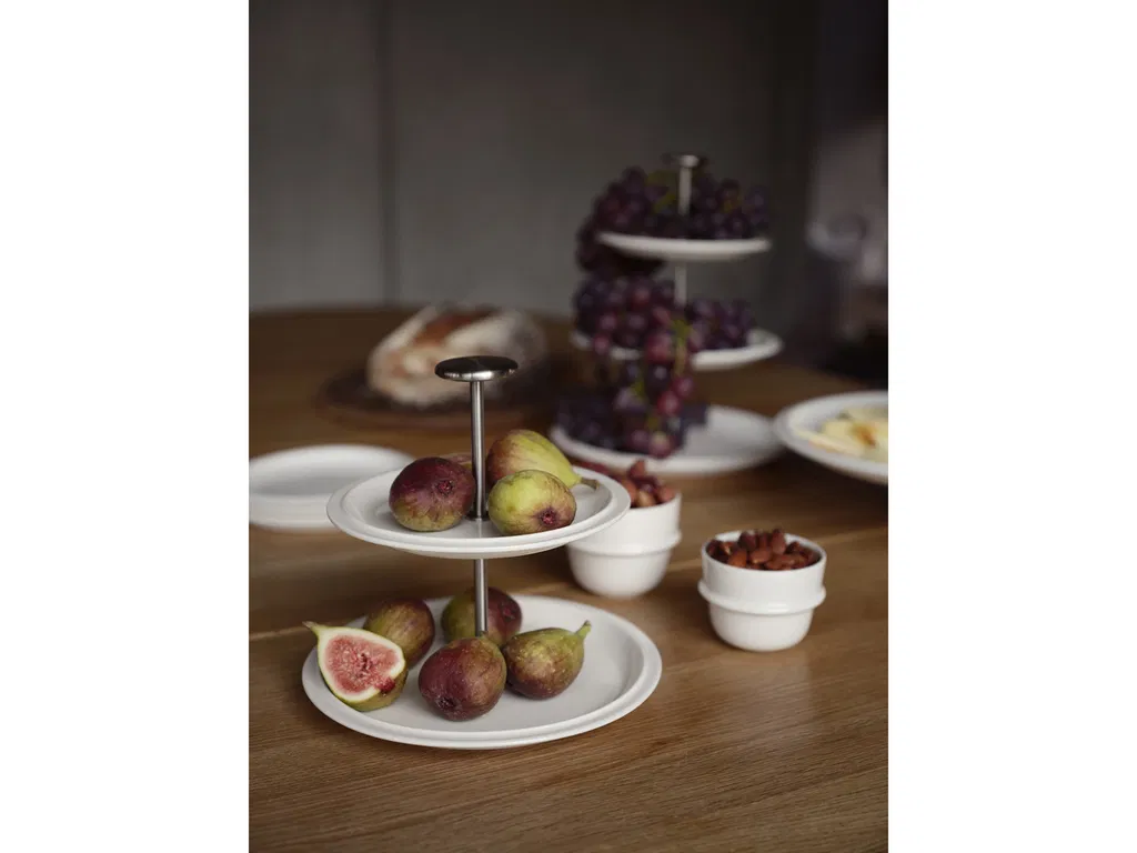 Zone Serveringsopsats, to etager Eau 20 cm Offwhite Porcelæn