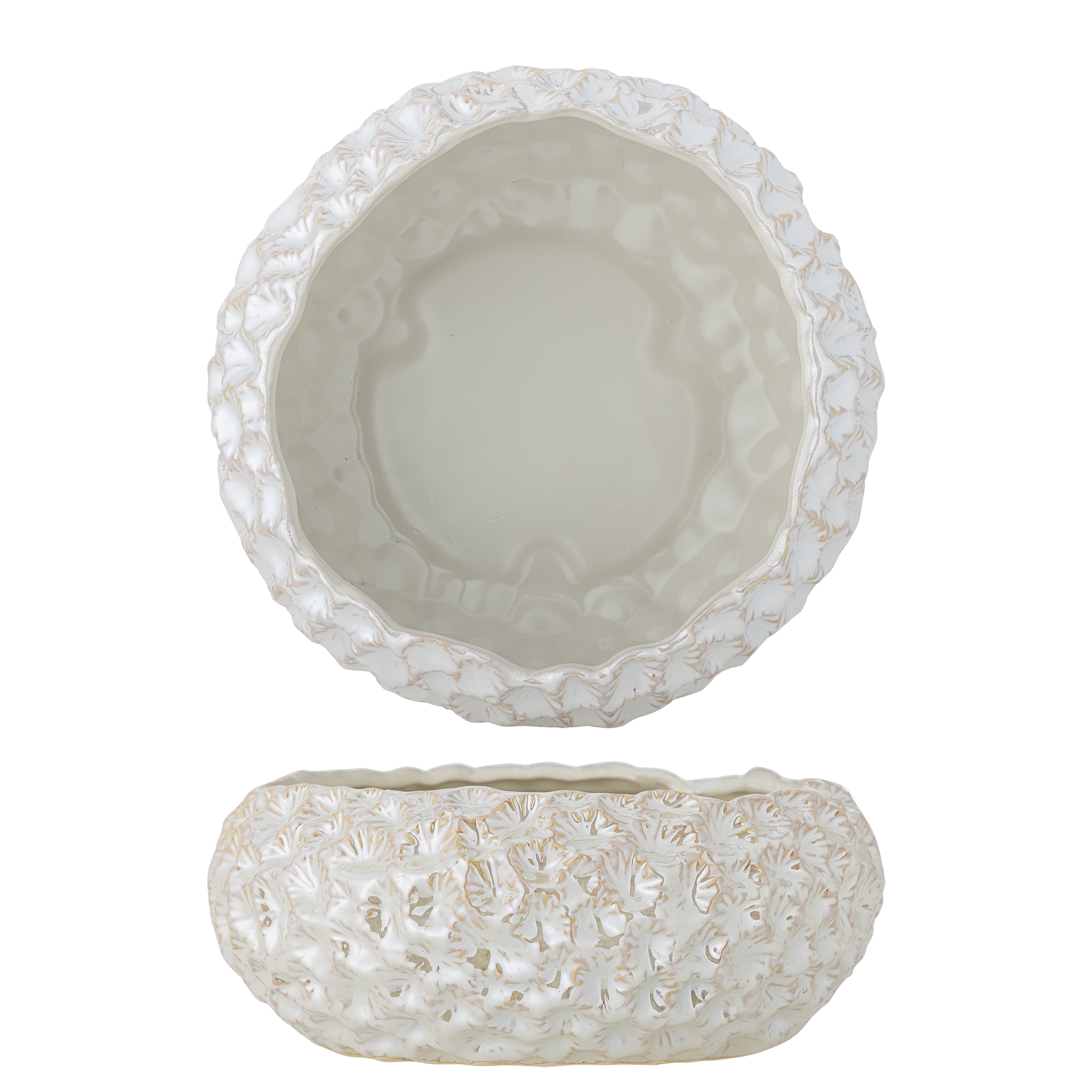 Bloomingville - Lowen Skål, Hvid, Stentøj, D24xH10,5 cm