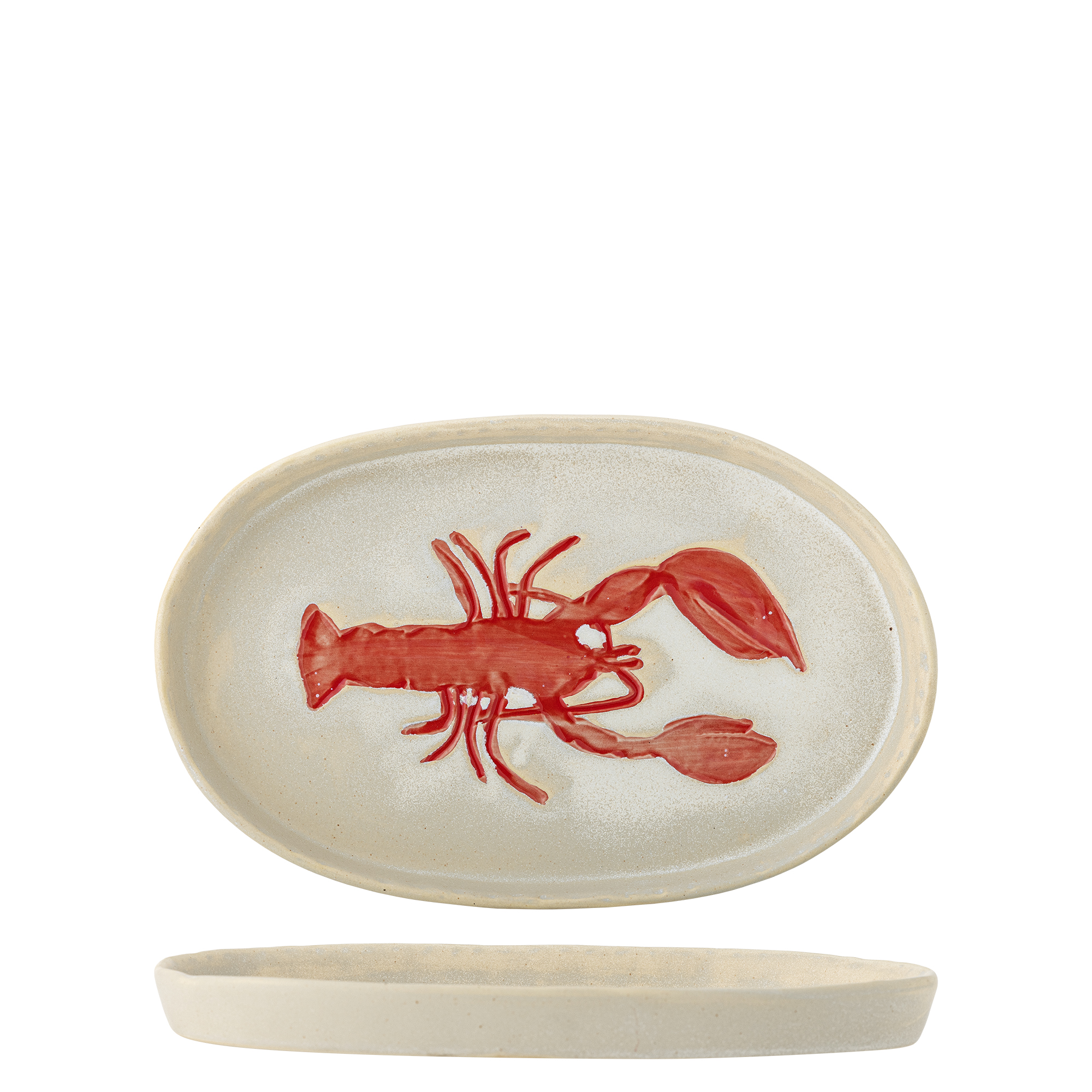 Bloomingville - Hadden Serveringsfad, Rød, Stentøj, L29xH2,5xW18 cm billede