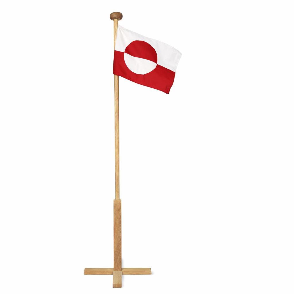 Langkilde & Søn - Luksus flagstang i egetræ, 180 cm, Grøndlandsk flag