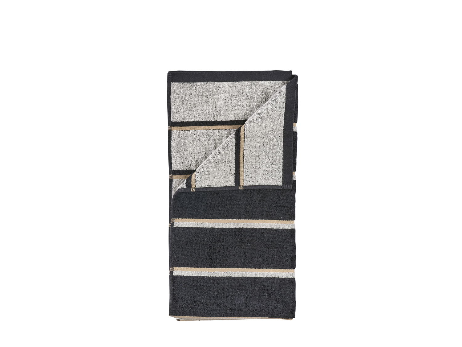 ZONE Denmark - Badehåndklæde Sauna 70x140 Black/Soft Grey/Camel