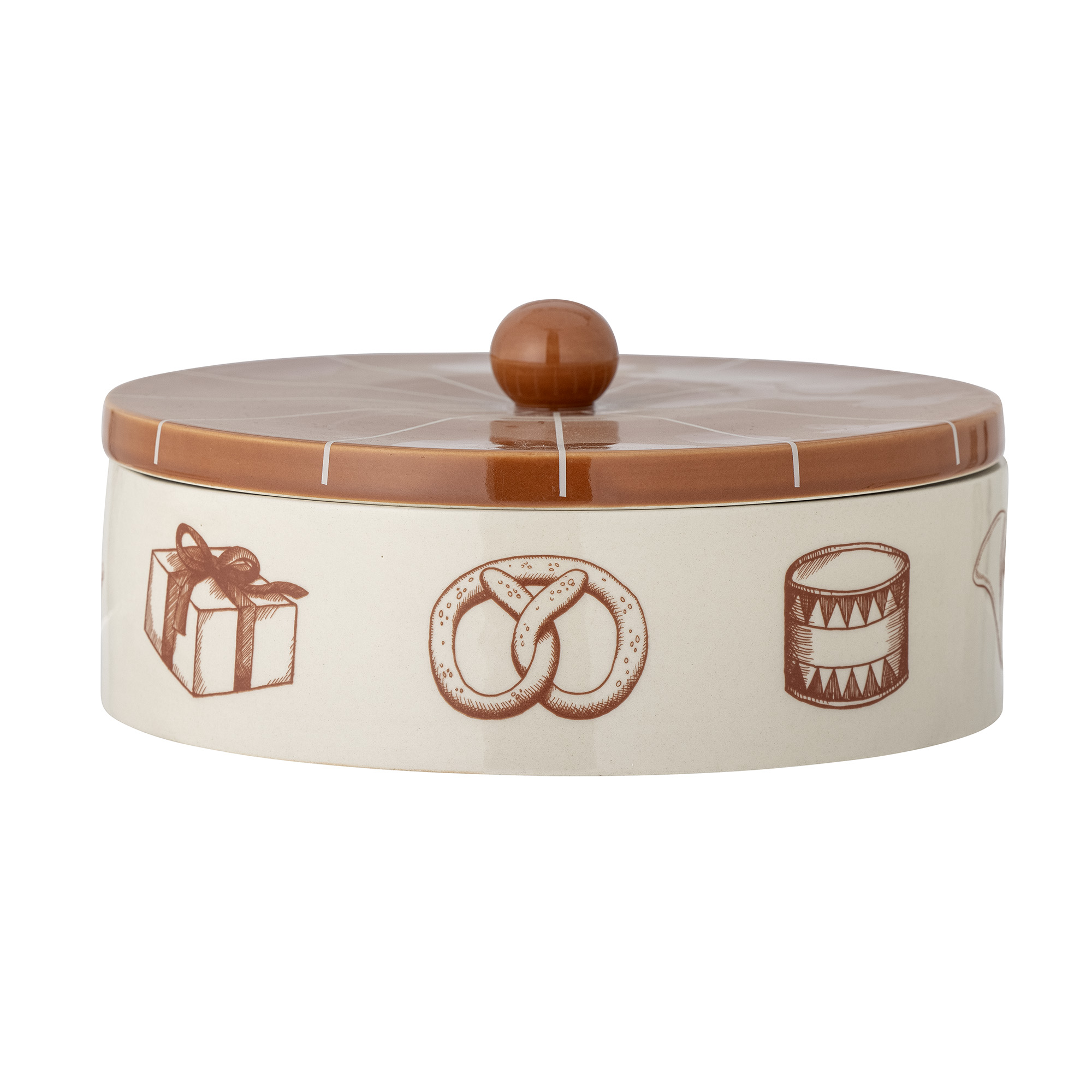 Bloomingville - Beth Krukke m/låg, Brun, Stentøj, D23xH11 cm billede