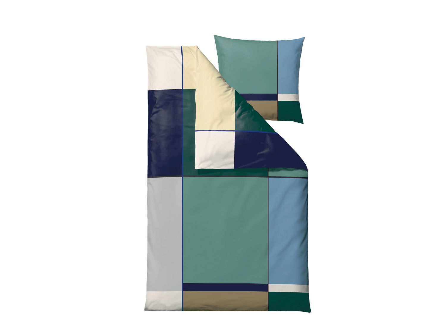 Södahl - Sengetøj 140x220 Colour Block Sea Green